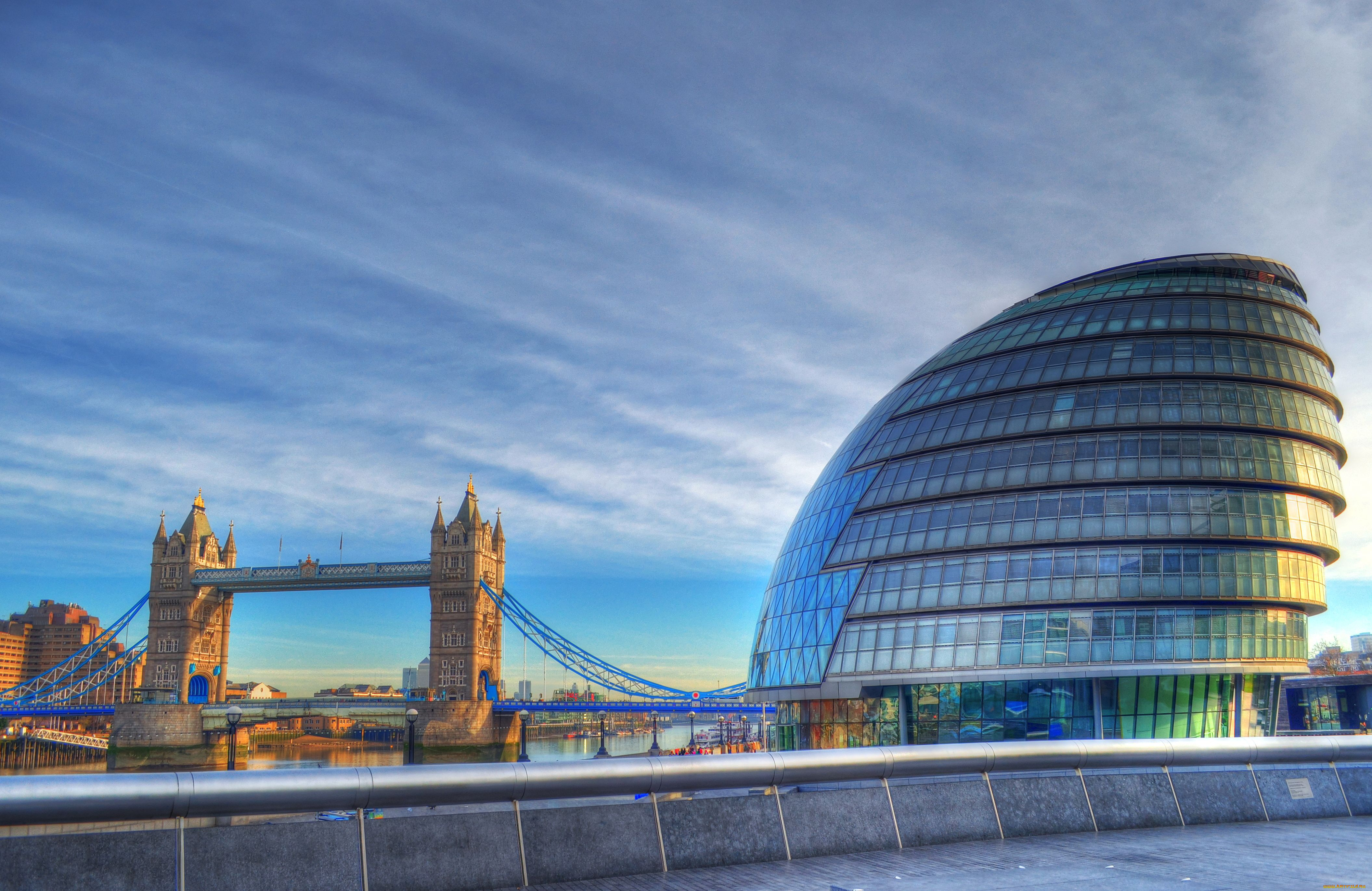 города, лондон, великобритания, england, tower, bridge, тауэрский, мост, здание, набережная, london, city, hall