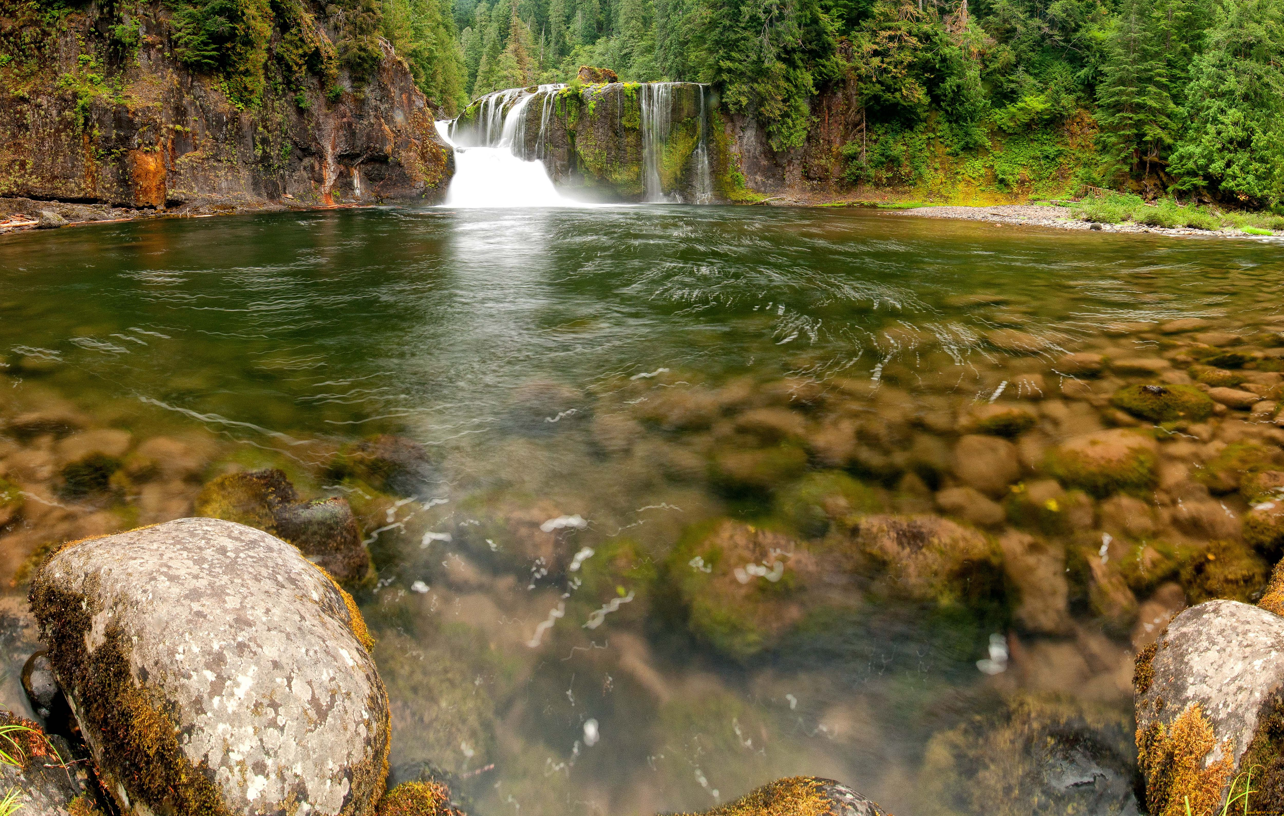 природа, водопады, вода, берег