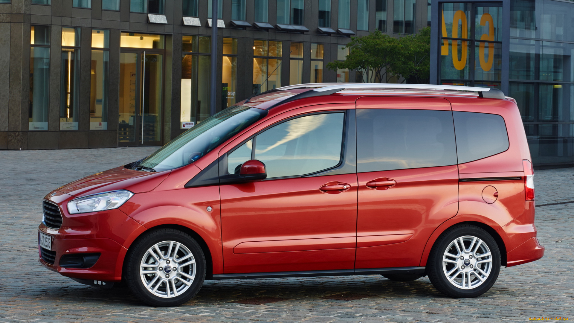 автомобили, ford, красный, tourneo, courier, '2014г