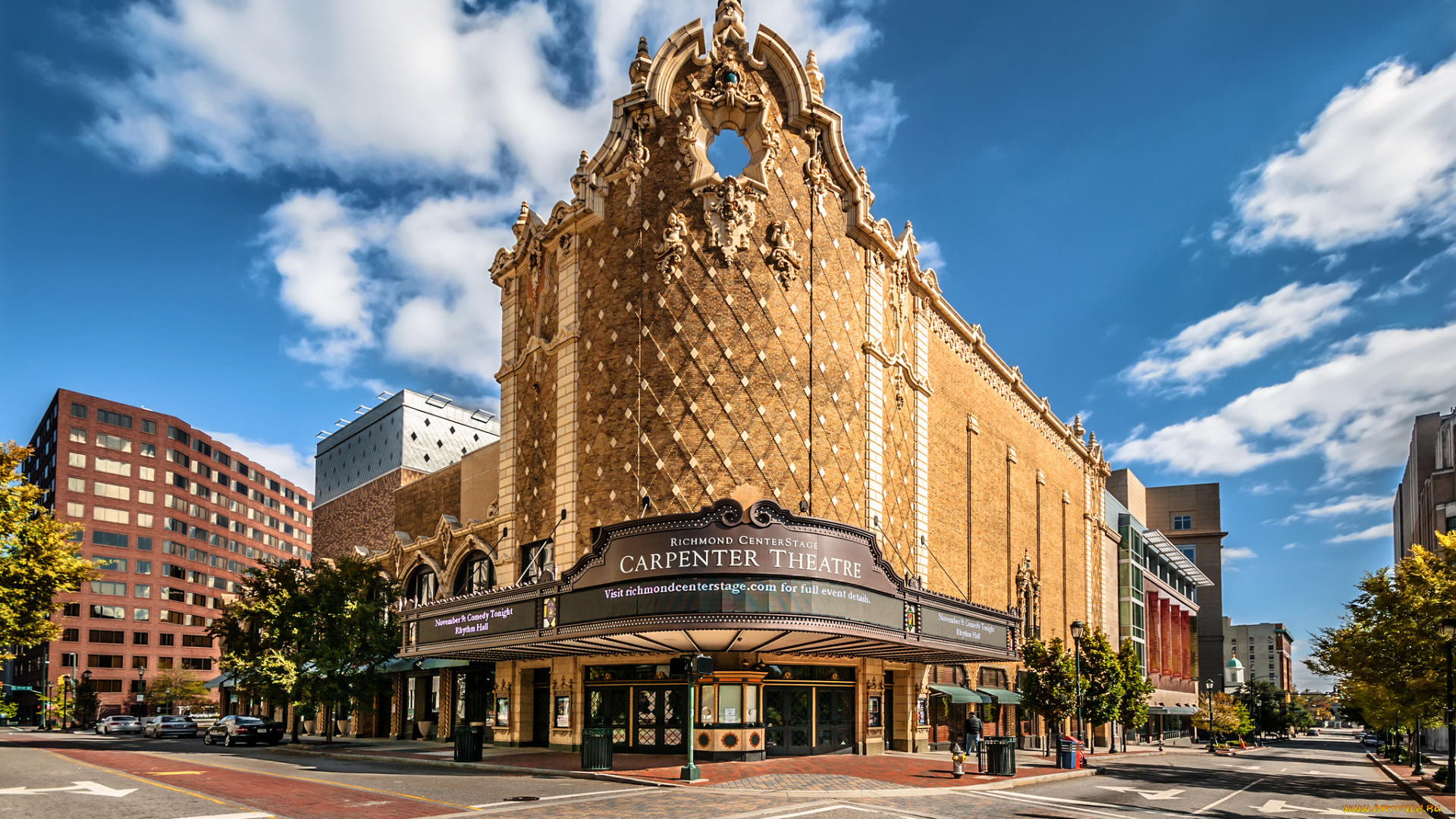 carpenter, theatre, -, richmond, va, города, -, здания, , дома, театр, здание, улицы