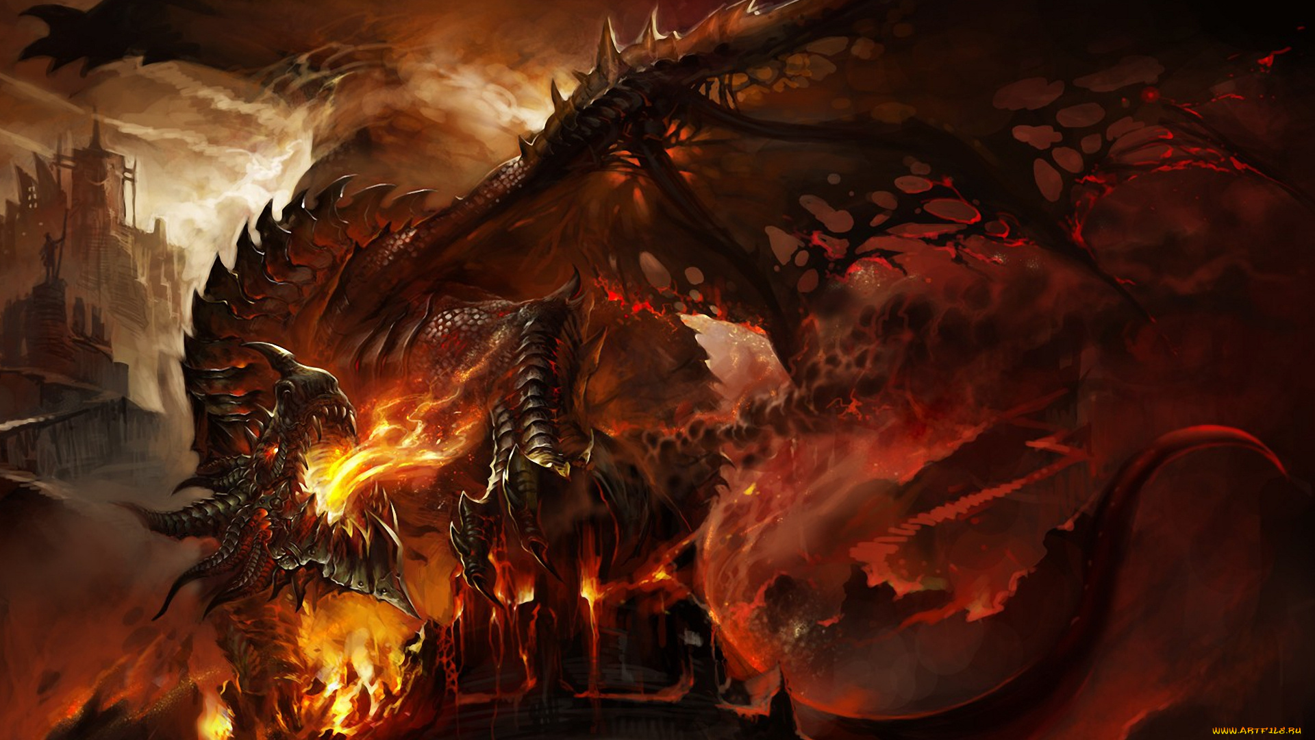 фэнтези, драконы, огонь, дракон, крылья, гнев