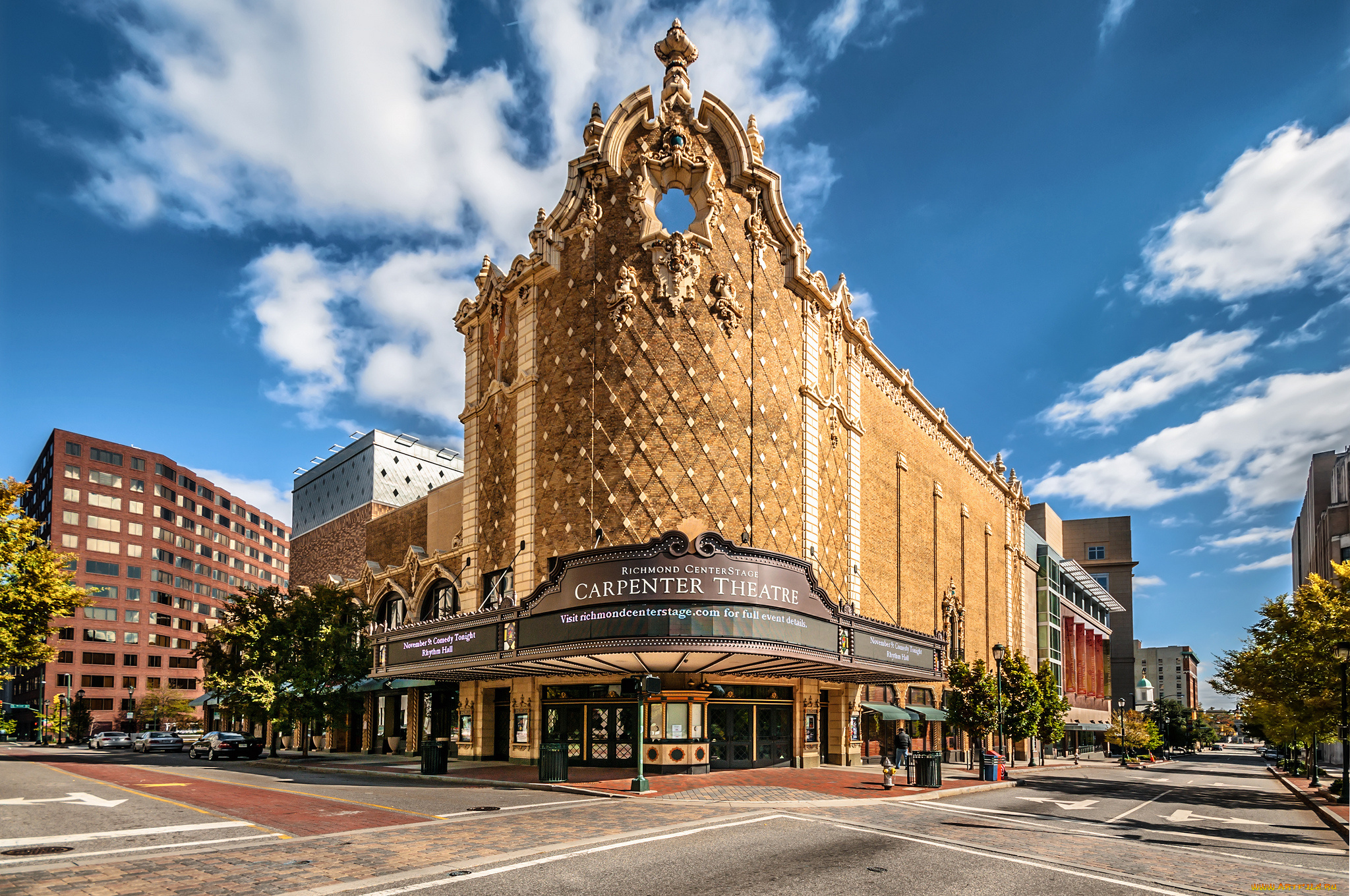 carpenter, theatre, -, richmond, va, города, -, здания, , дома, театр, здание, улицы