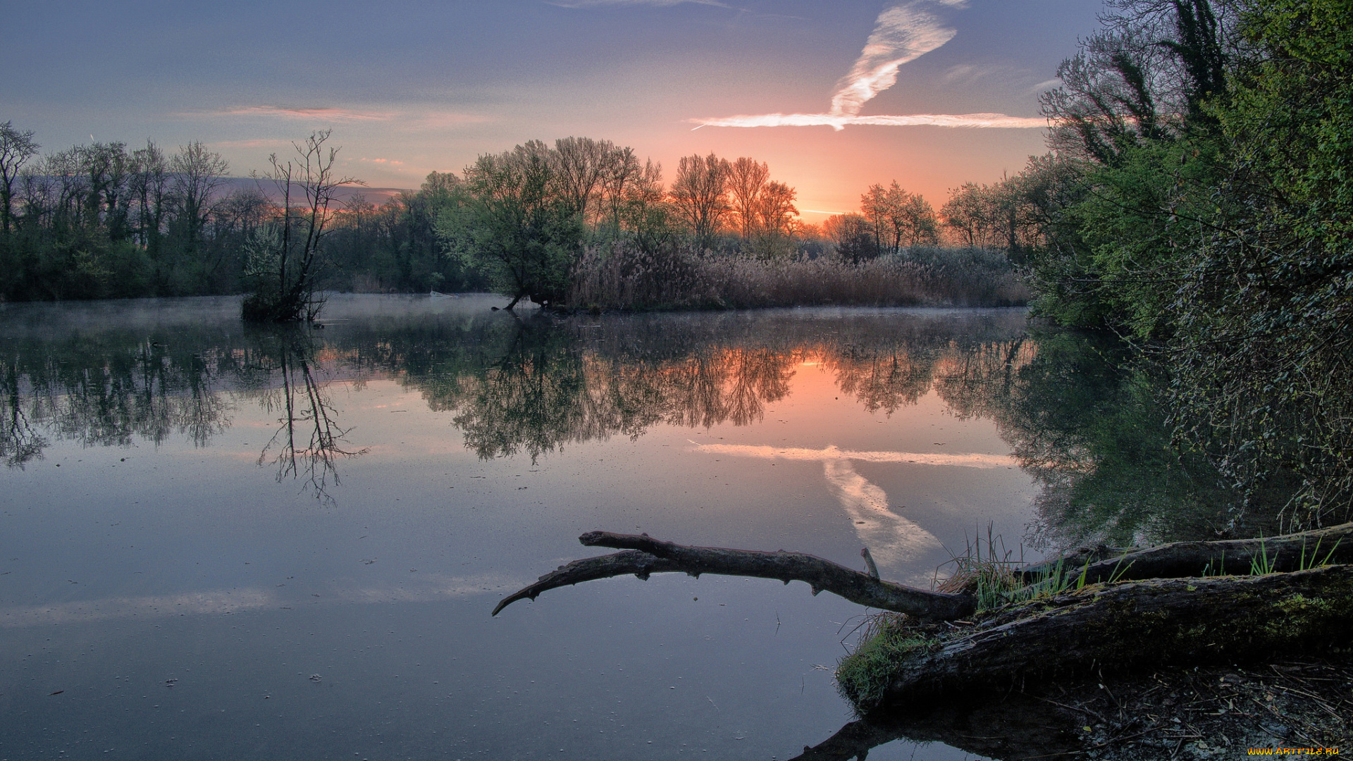 природа, реки, озера, рассвет