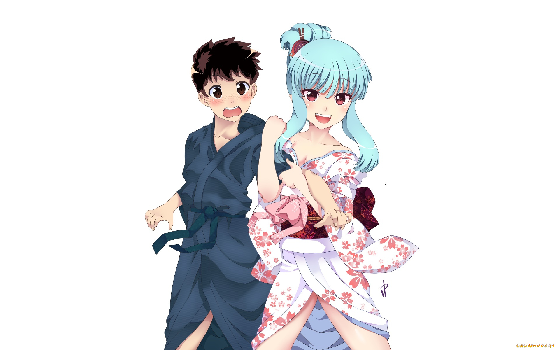 аниме, tsugumomo, взгляд, фон, девушки