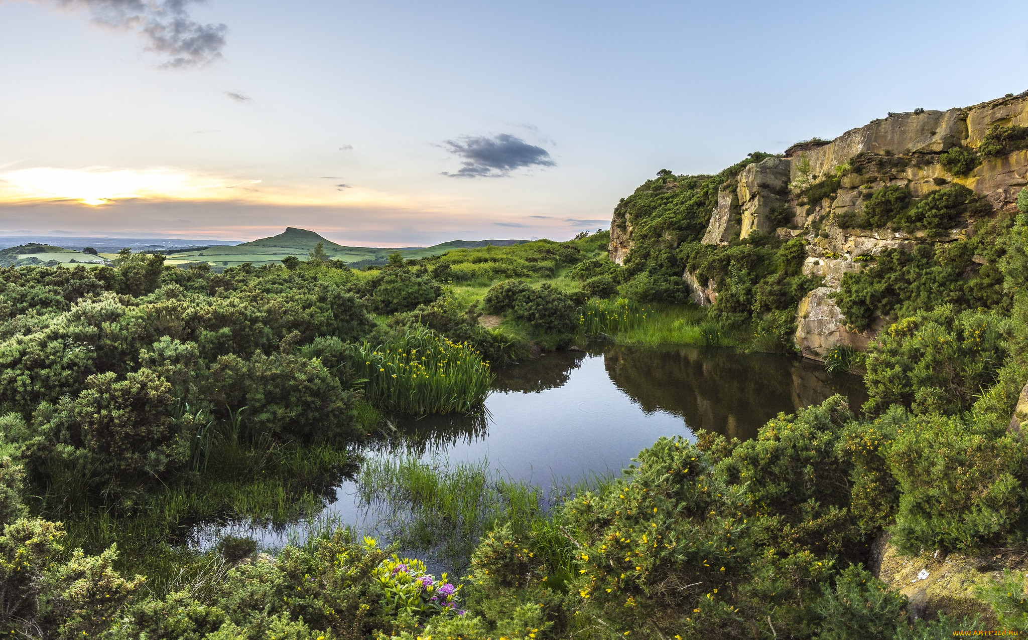 природа, реки, озера, рассвет