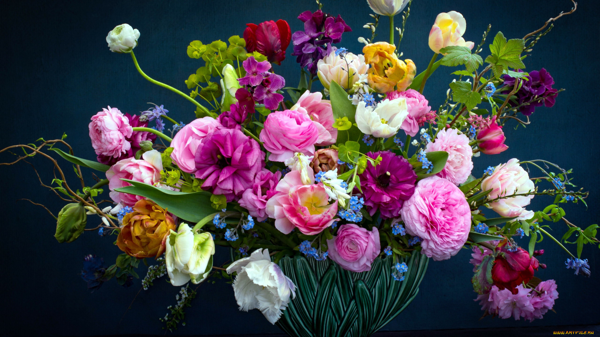 цветы, букеты, , композиции, тюльпаны, незабудки, ранункулюс, букет