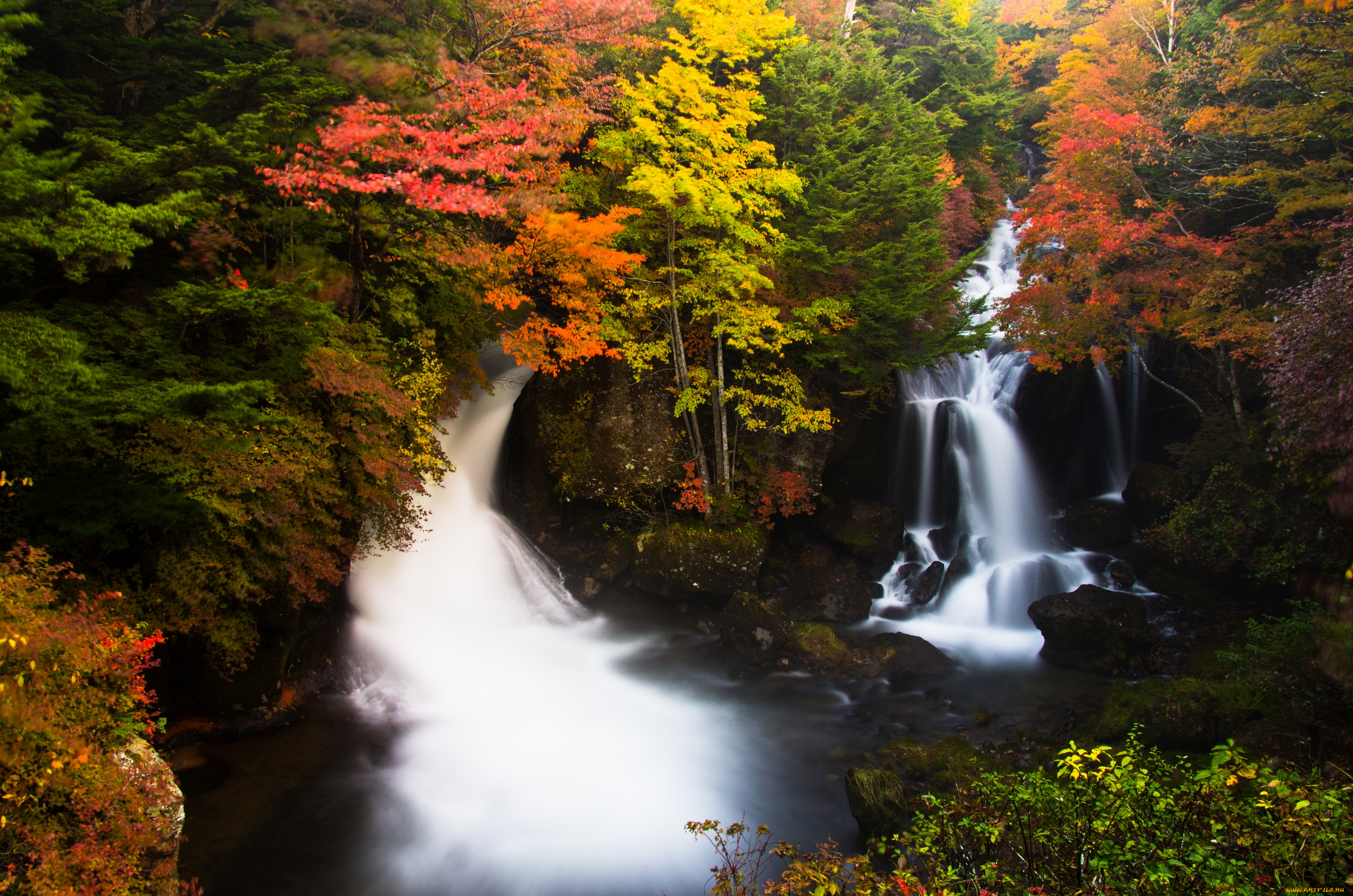 природа, водопады, осень