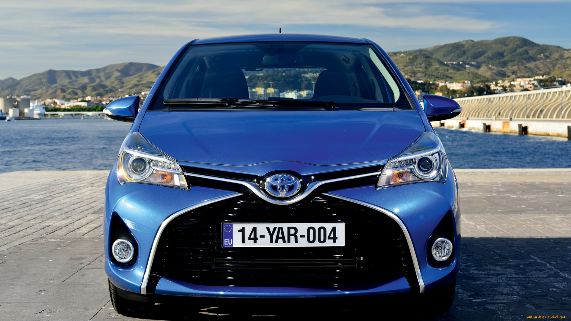 автомобили, toyota, hybrid, yaris, 2014г, синий