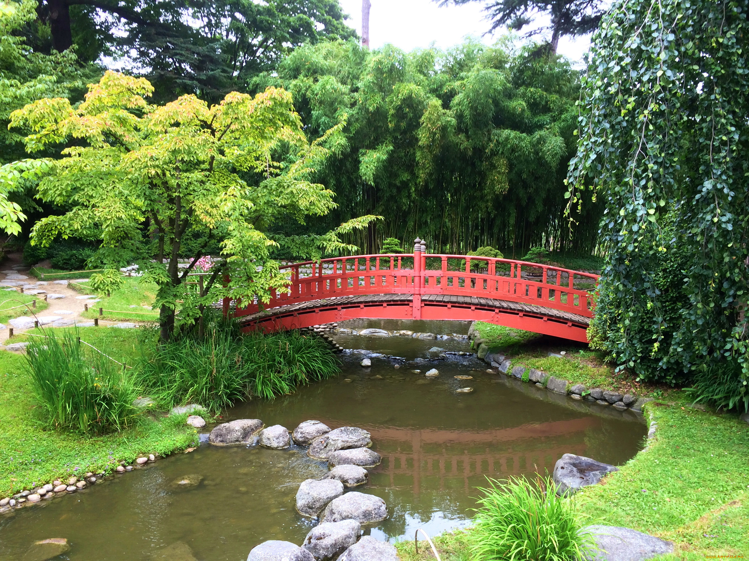 albert-kahn, japanese, gardens, природа, парк, сад, париж, река, мост, деревья, кусты, камни