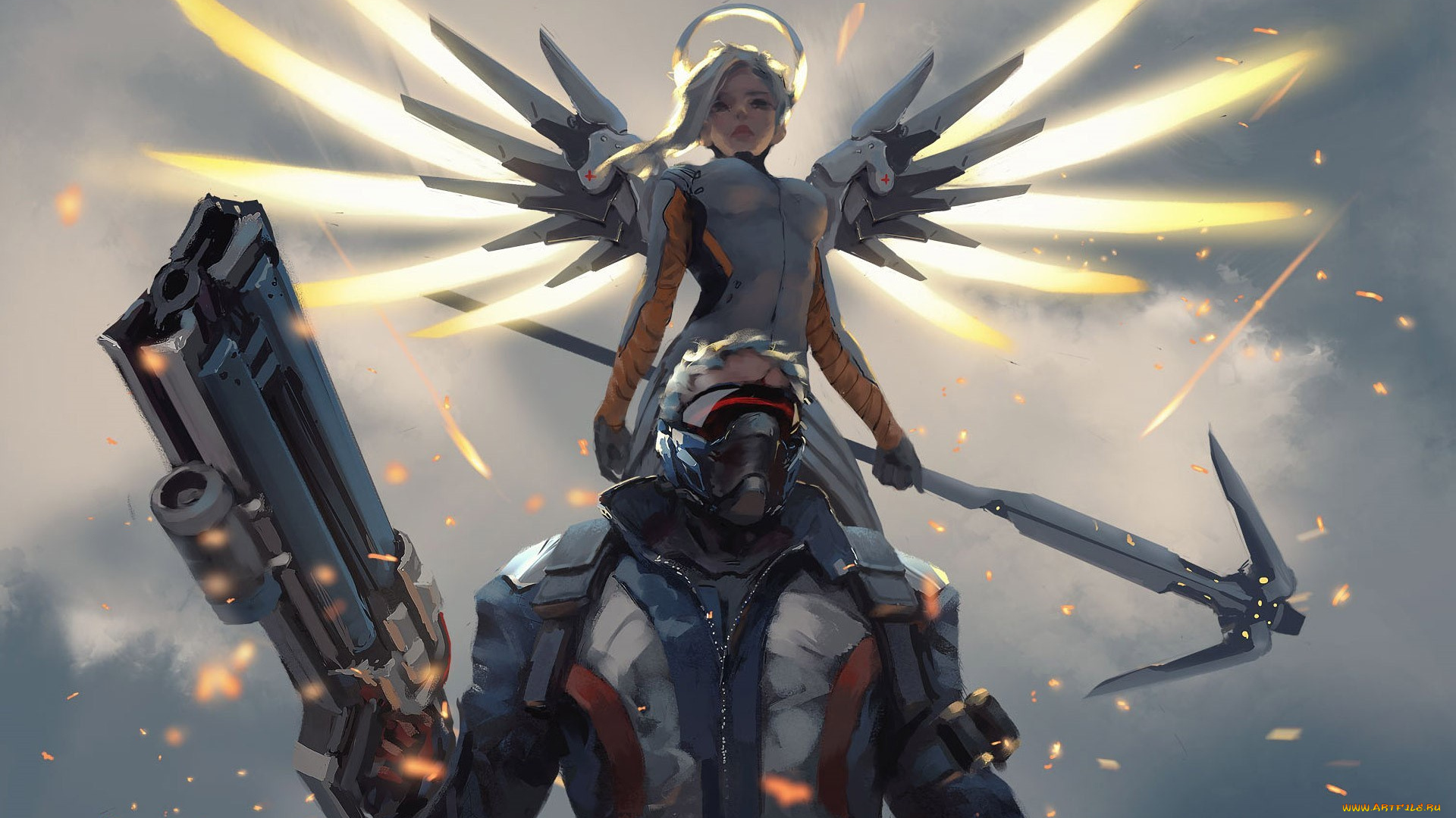 видео, игры, overwatch, agel, soldier, 76, mercy, seifuku, mask