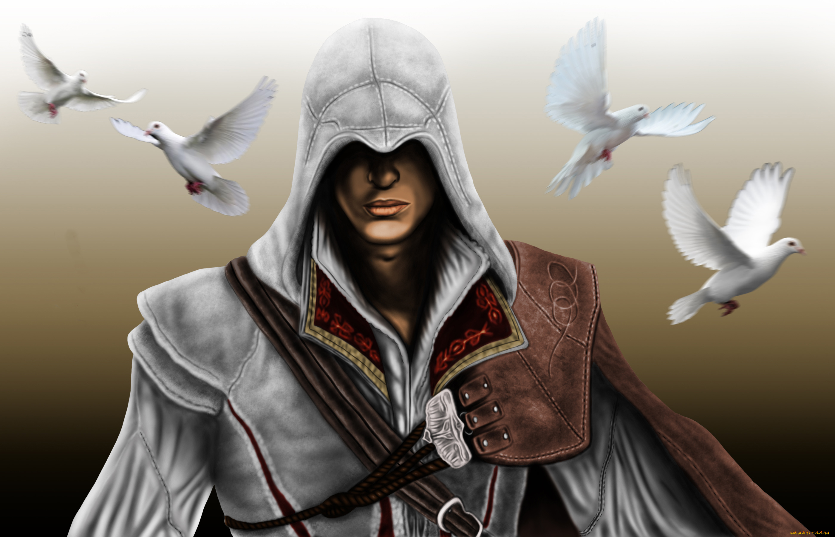 Assassins creed вороны. Ассасин Эцио. Ассасин Эцио капюшон. Ассасин фэнтези.