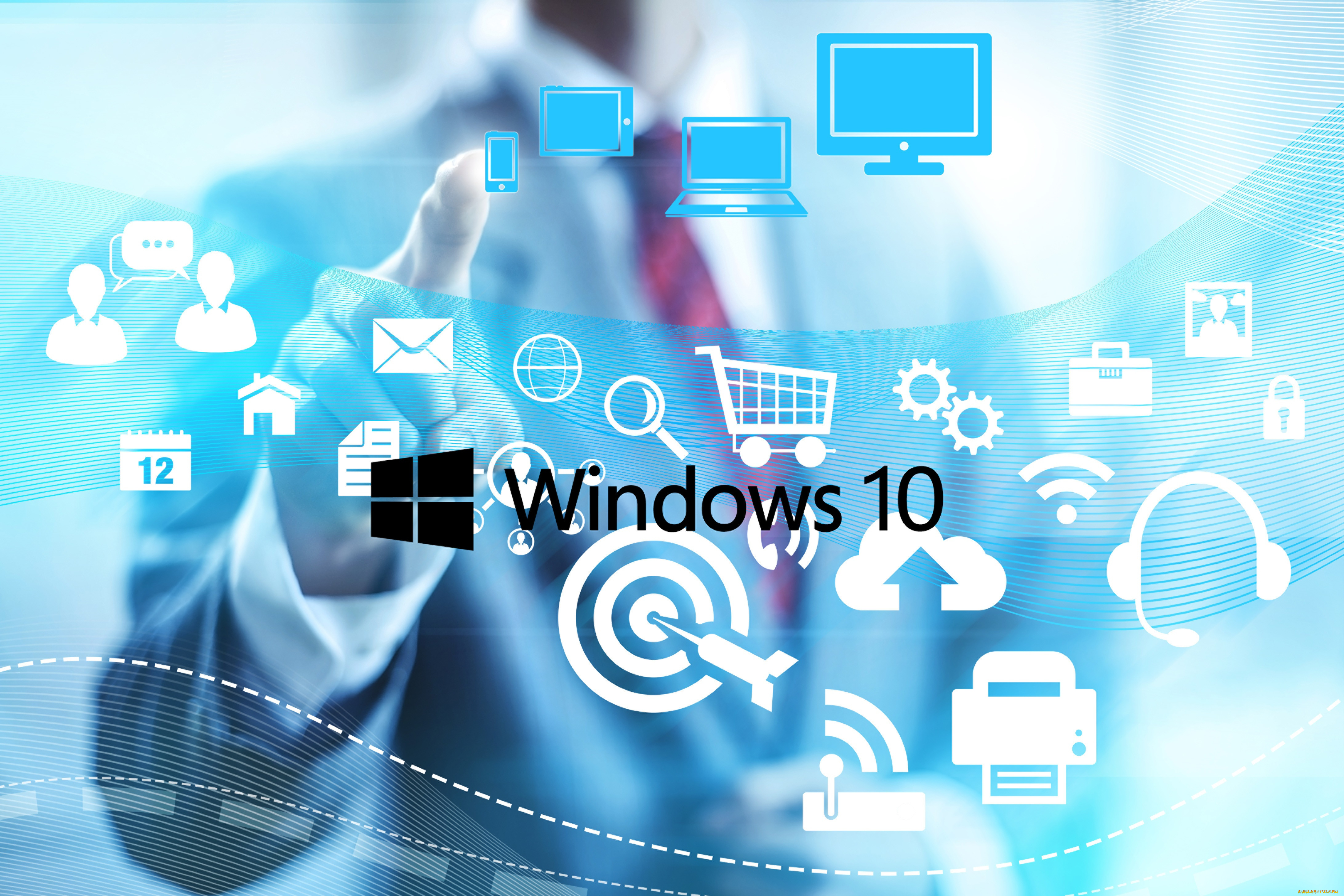 компьютеры, windows, , 10, фон, логотип