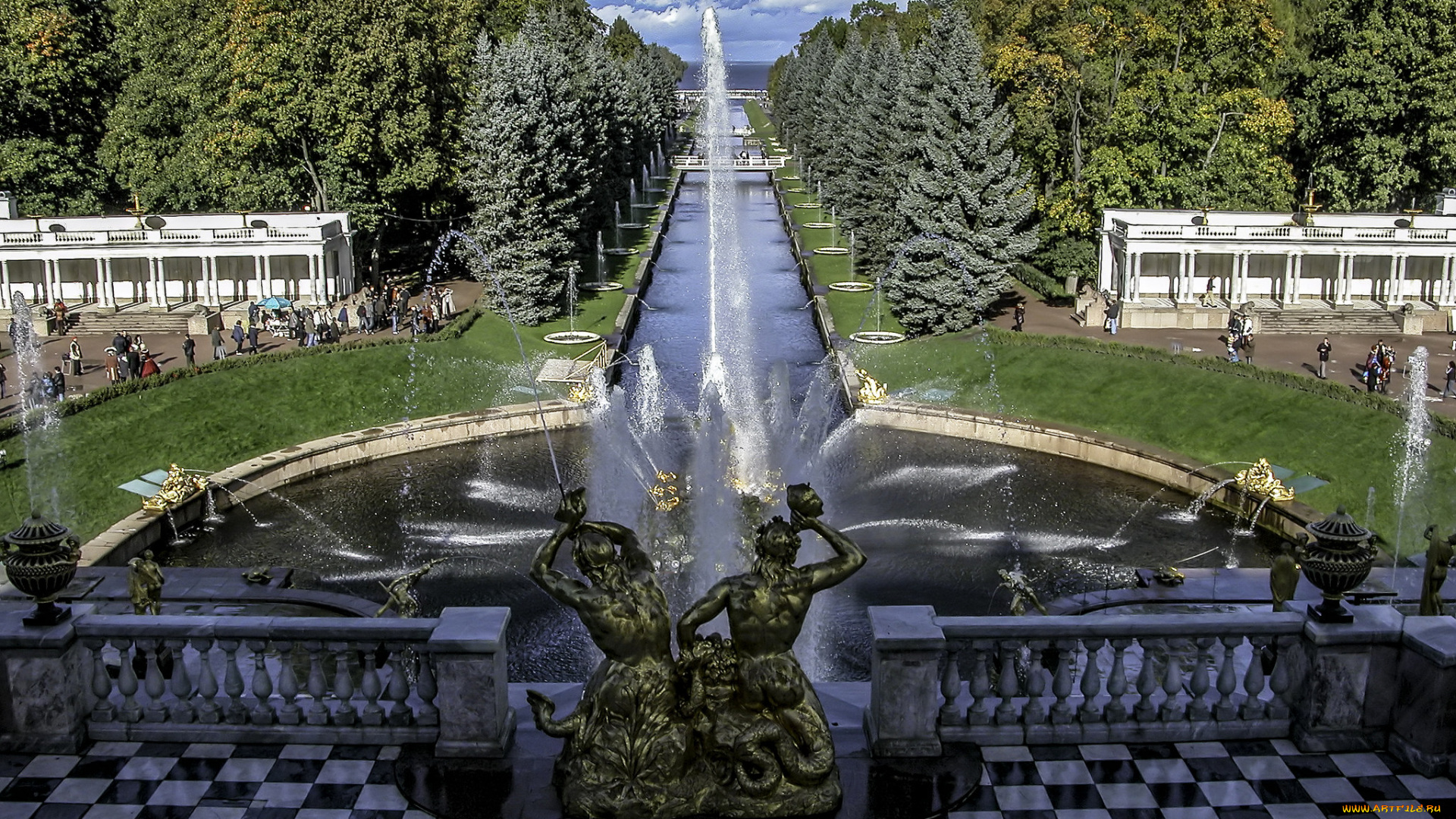 peterhof, sea, canal, города, санкт-петербург, , петергоф, , россия, простор