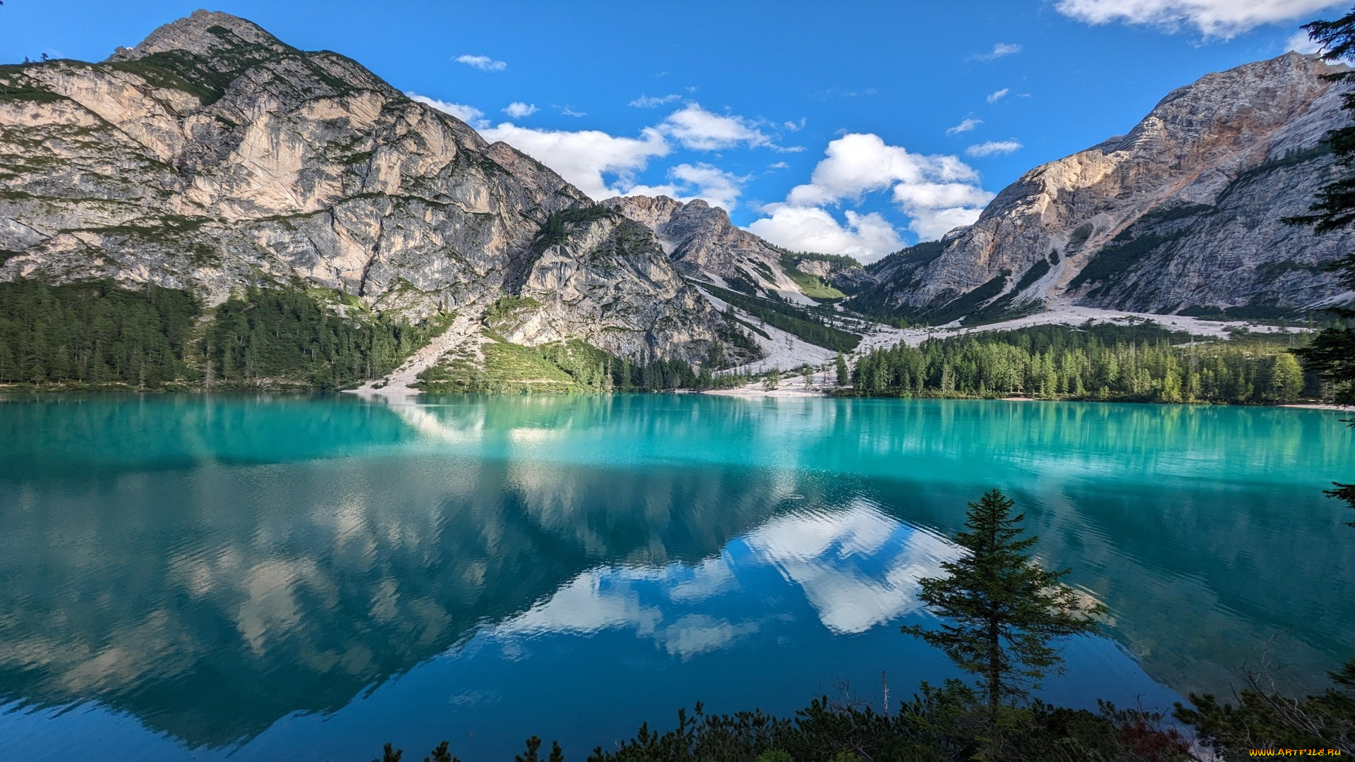 lago, di, braies, dolomites, italy, природа, реки, озера, lago, di, braies