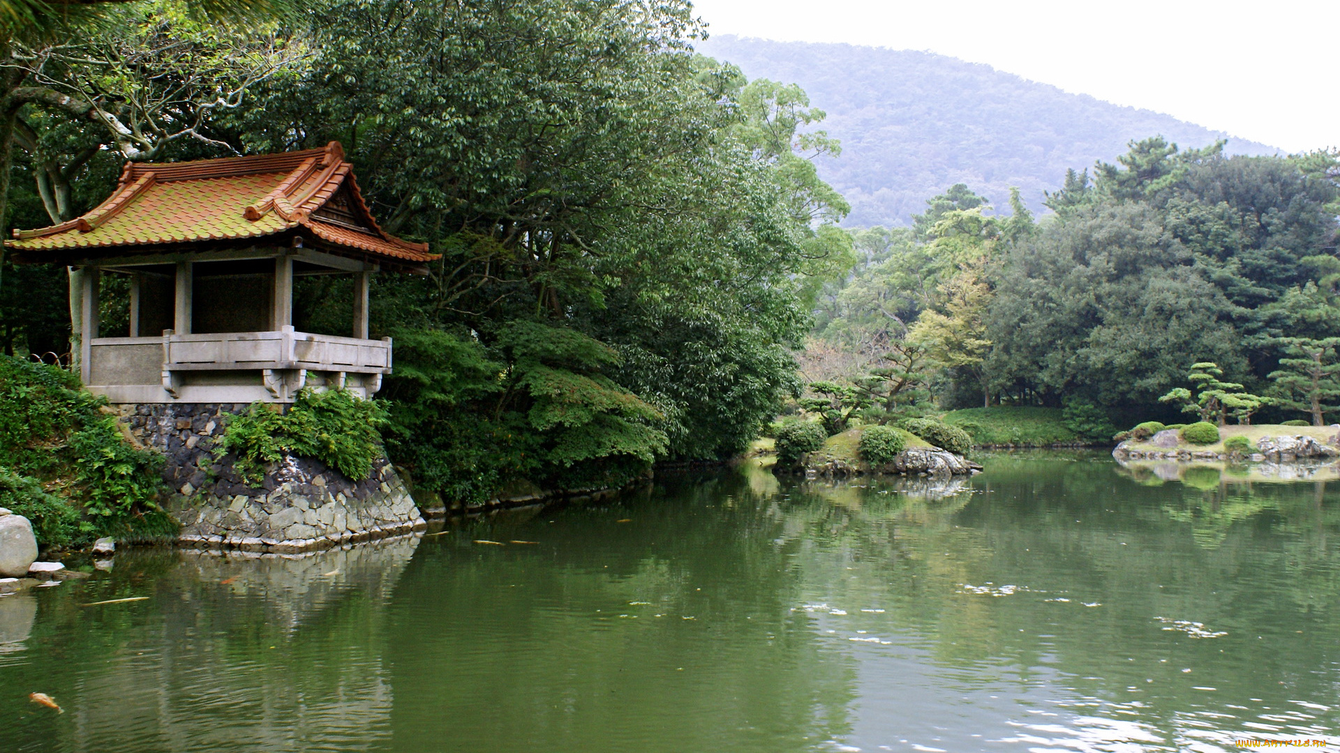 ritsurin, park, japan, природа, парк, озеро