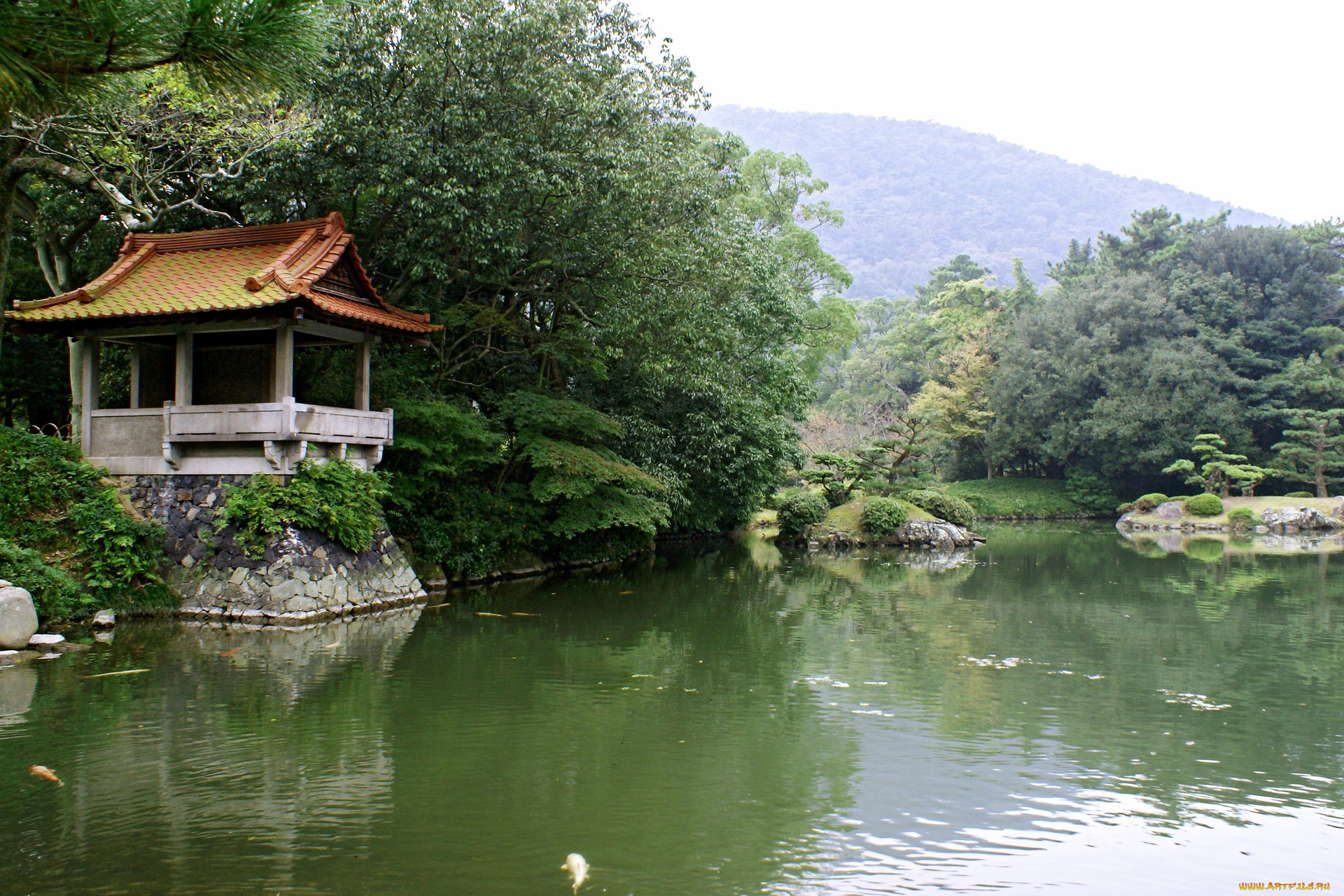 ritsurin, park, japan, природа, парк, озеро