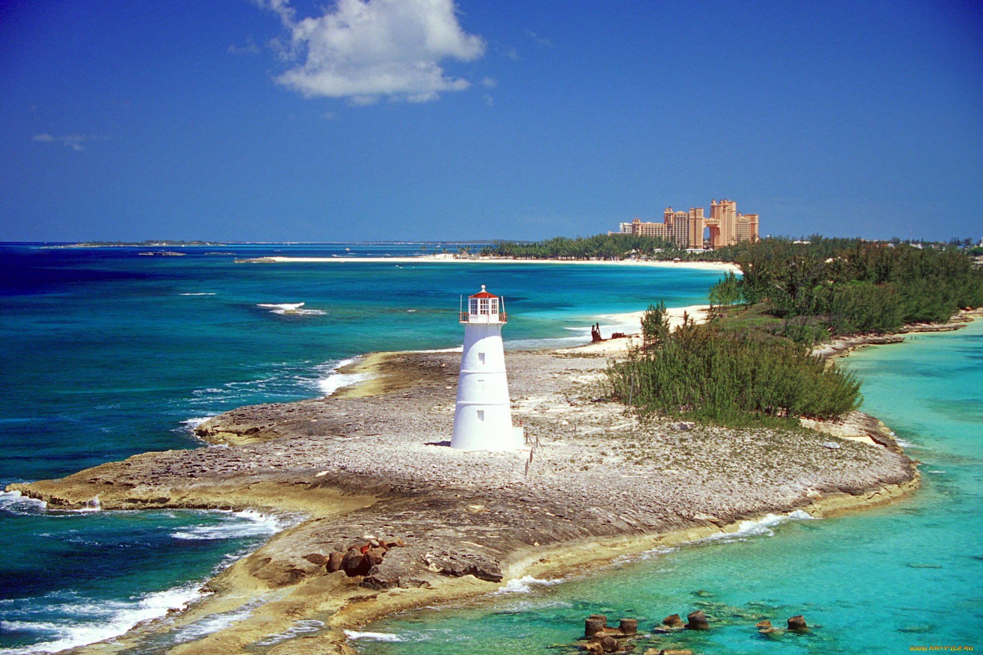 bahamas, природа, маяки, маяк, остров, океан