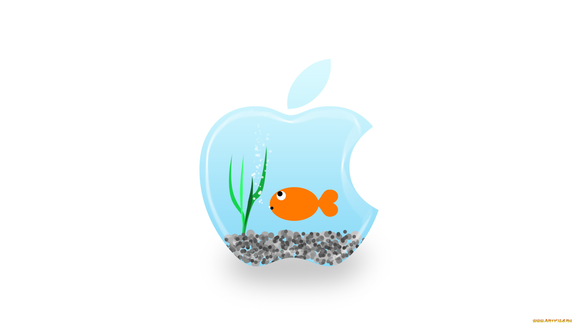 компьютеры, apple, фон, логотип, рыбка, аквариум
