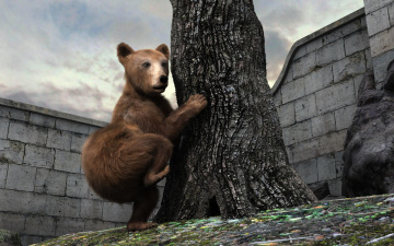 Картинка 3д+графика животные+ animals медведь