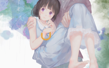 Картинка аниме hyouka chitanda eru арт девушка парень зонт jq