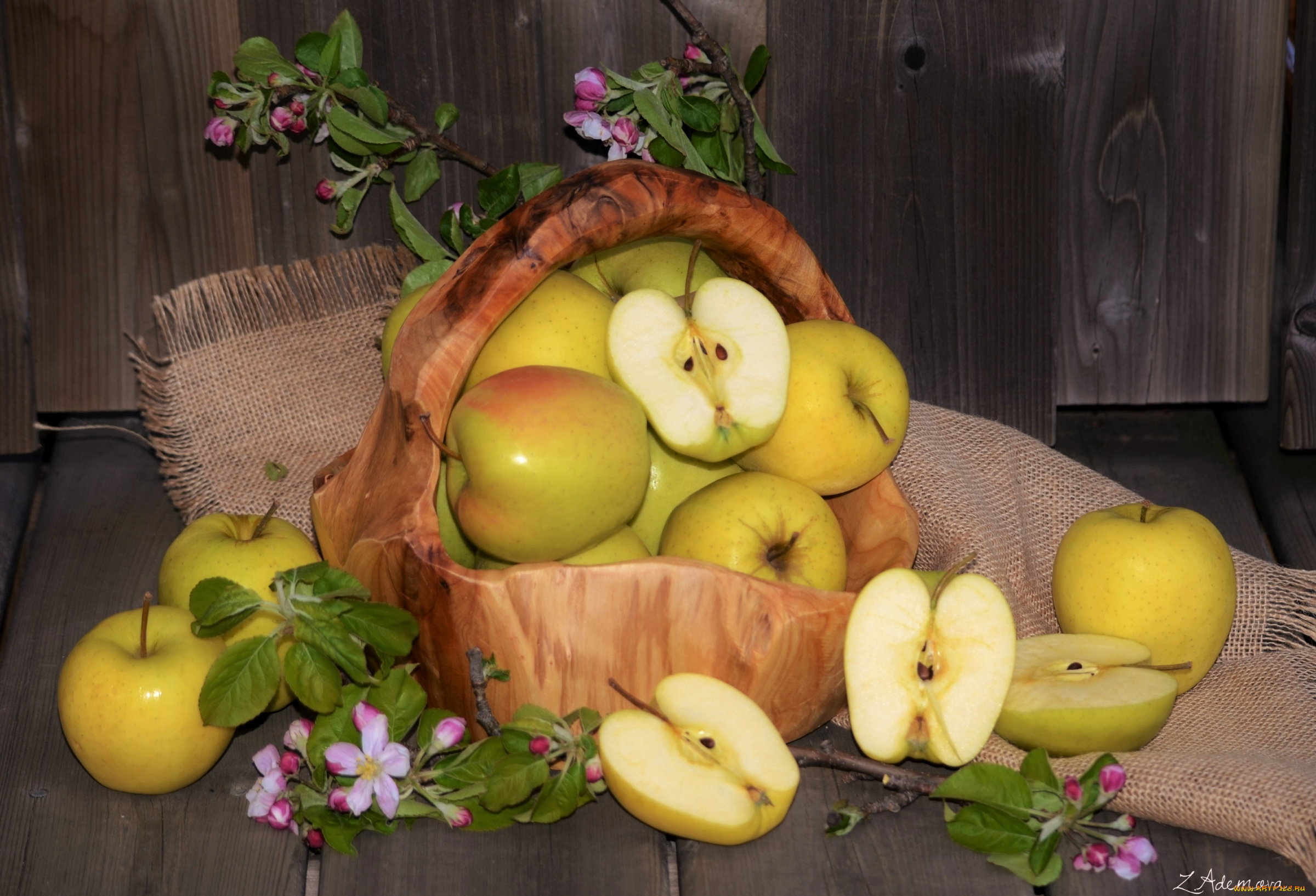 еда, Яблоки, яблоки, корзина, фрукт, цветы