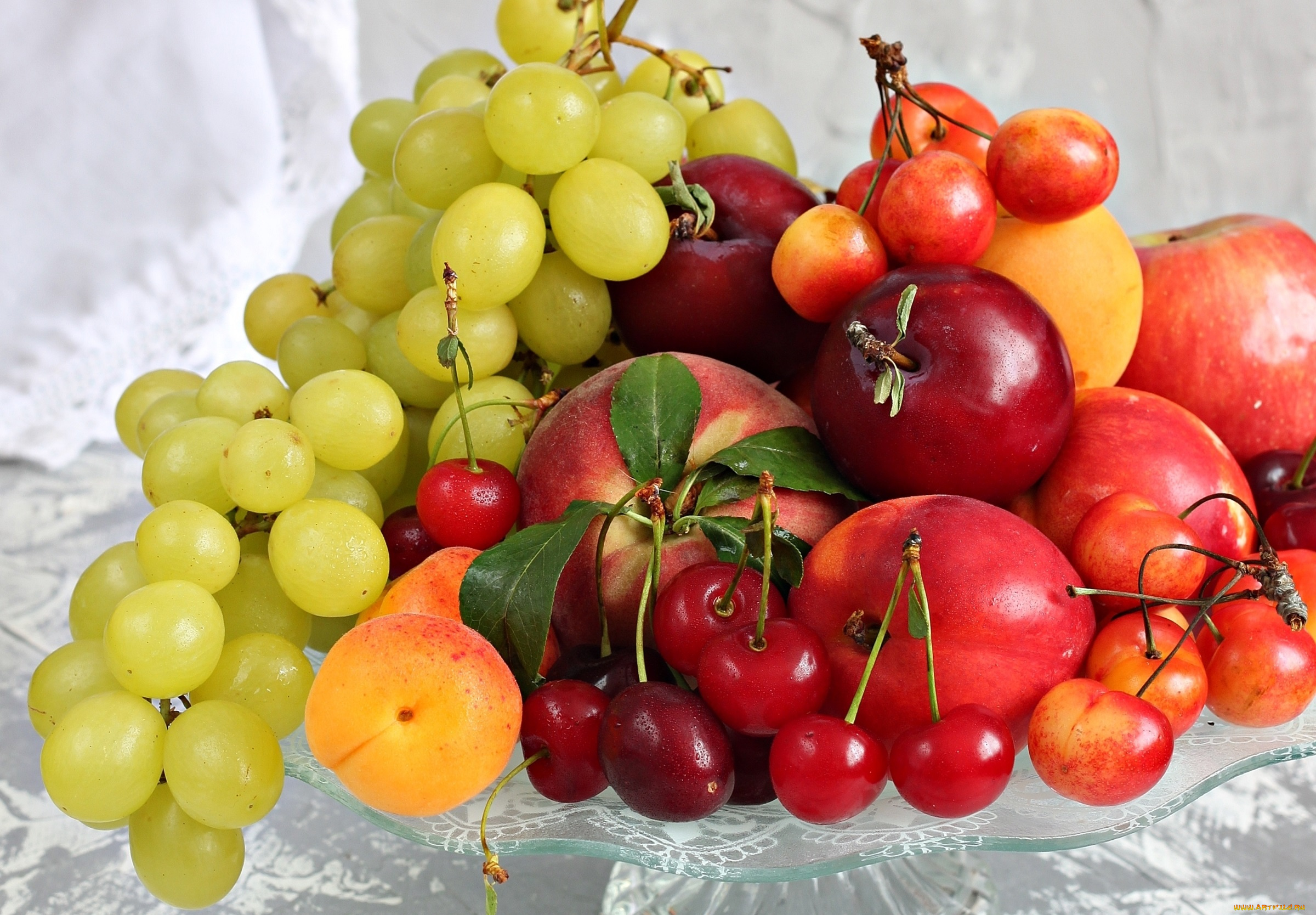 еда, фрукты, , ягоды, виноград, черешня, нектарин, абрикос