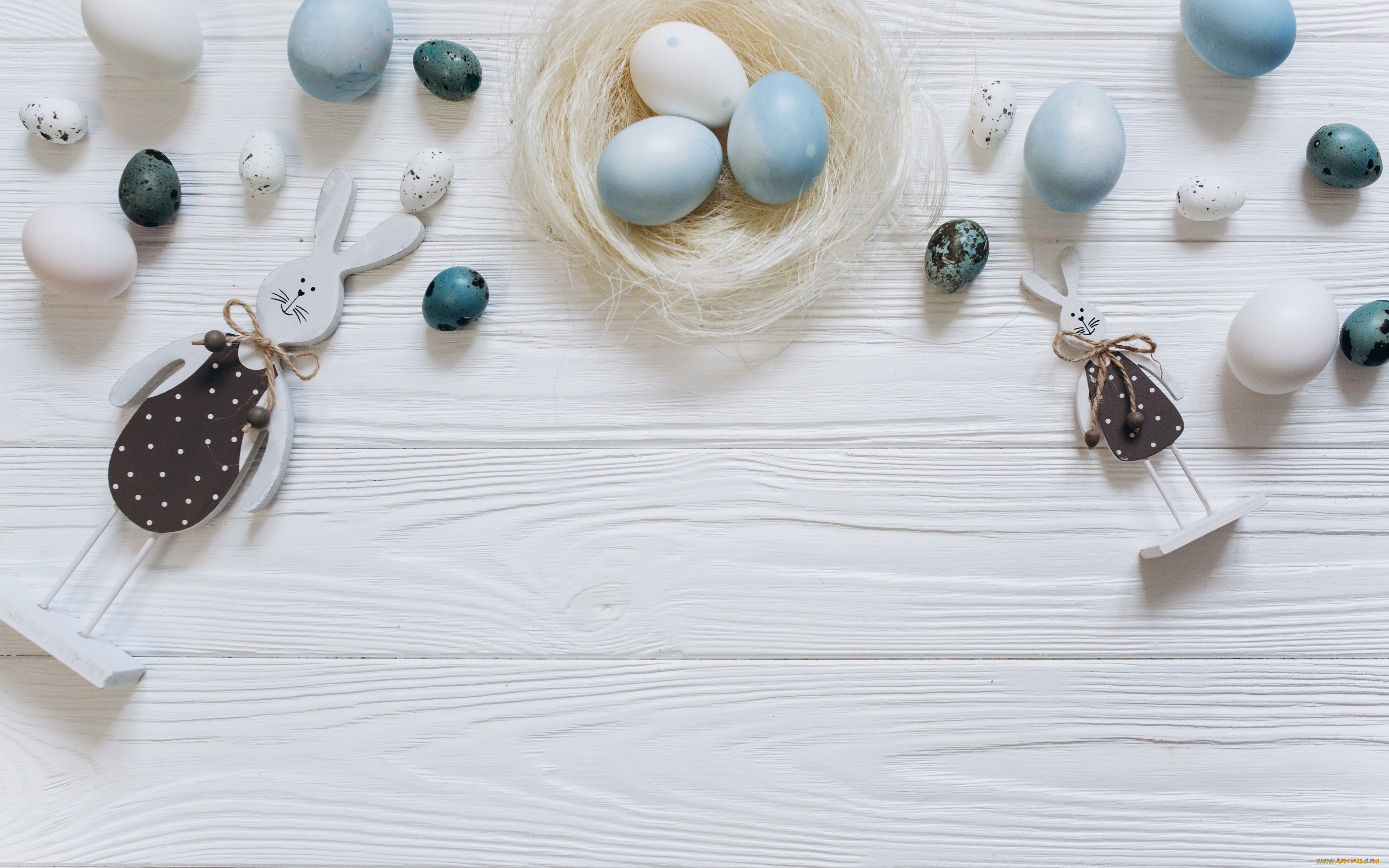 праздничные, пасха, белые, spring, white, decoration, голубые, wood, bunny, easter, яйца, tender, happy, blue, eggs