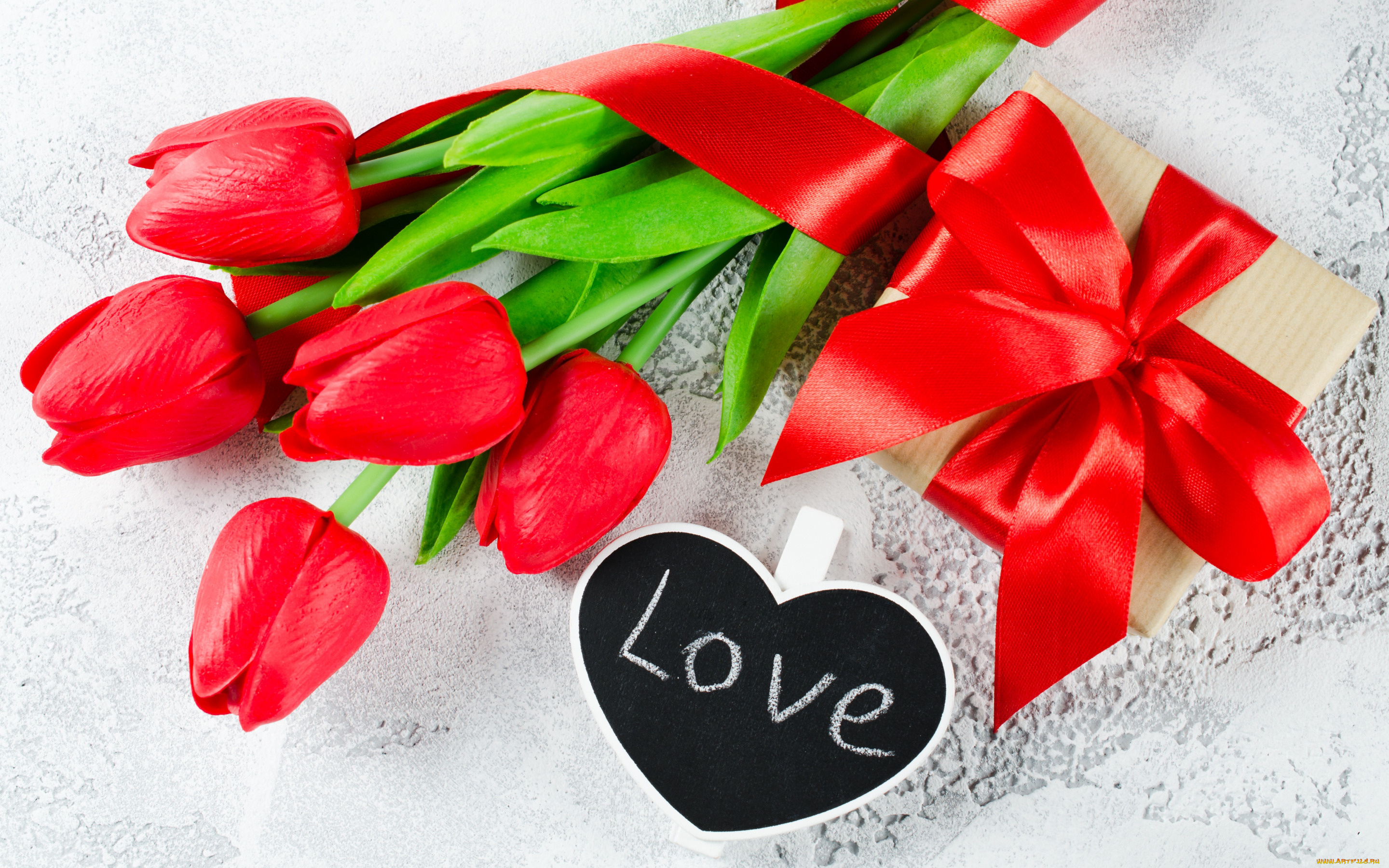 праздничные, день, святого, валентина, , сердечки, , любовь, тюльпаны