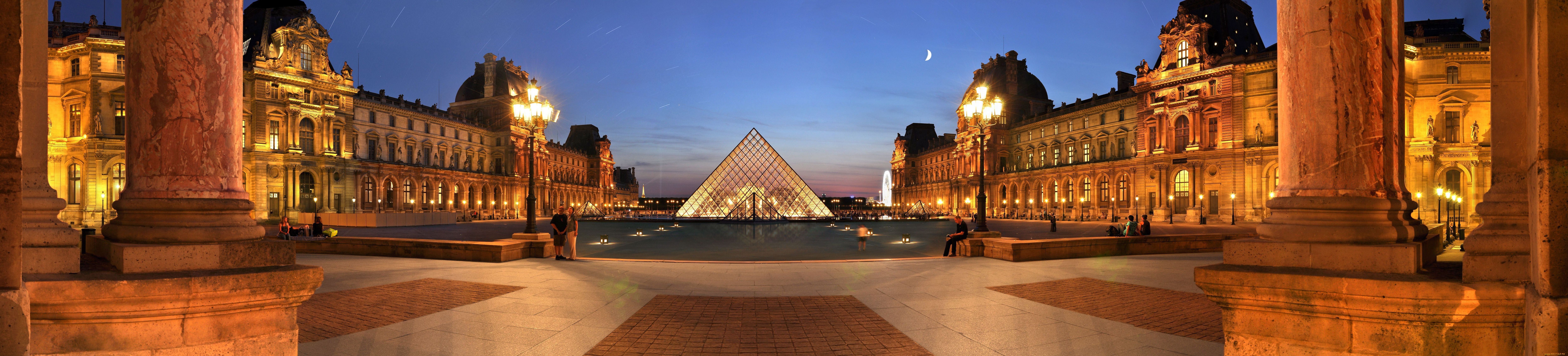 города, париж, франция, лувр, музей, пирамида