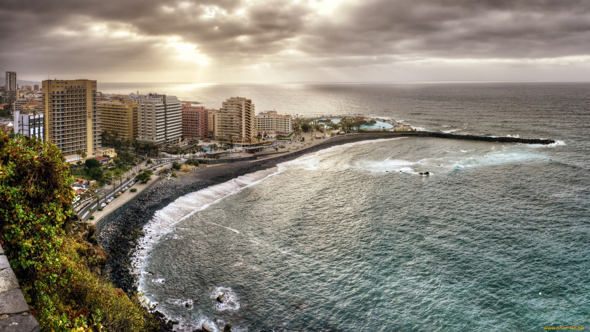 puerto, de, la, cruz, canary, islands, spain, города, пейзажи, пуэрто, де, ла, крус, испания, канарские, острова, тенерифе, атлантический, океан, побережье