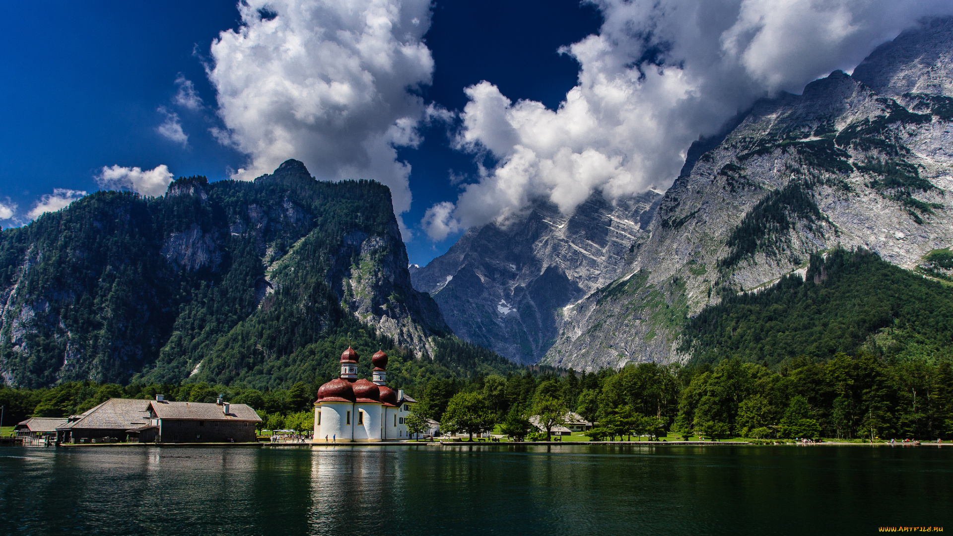 st, bartholomew, church, bavaria, germany, города, католические, соборы, костелы, аббатства, германия, бавария, озеро, кёнигсзе, bavarian, alps, konigssee, lake