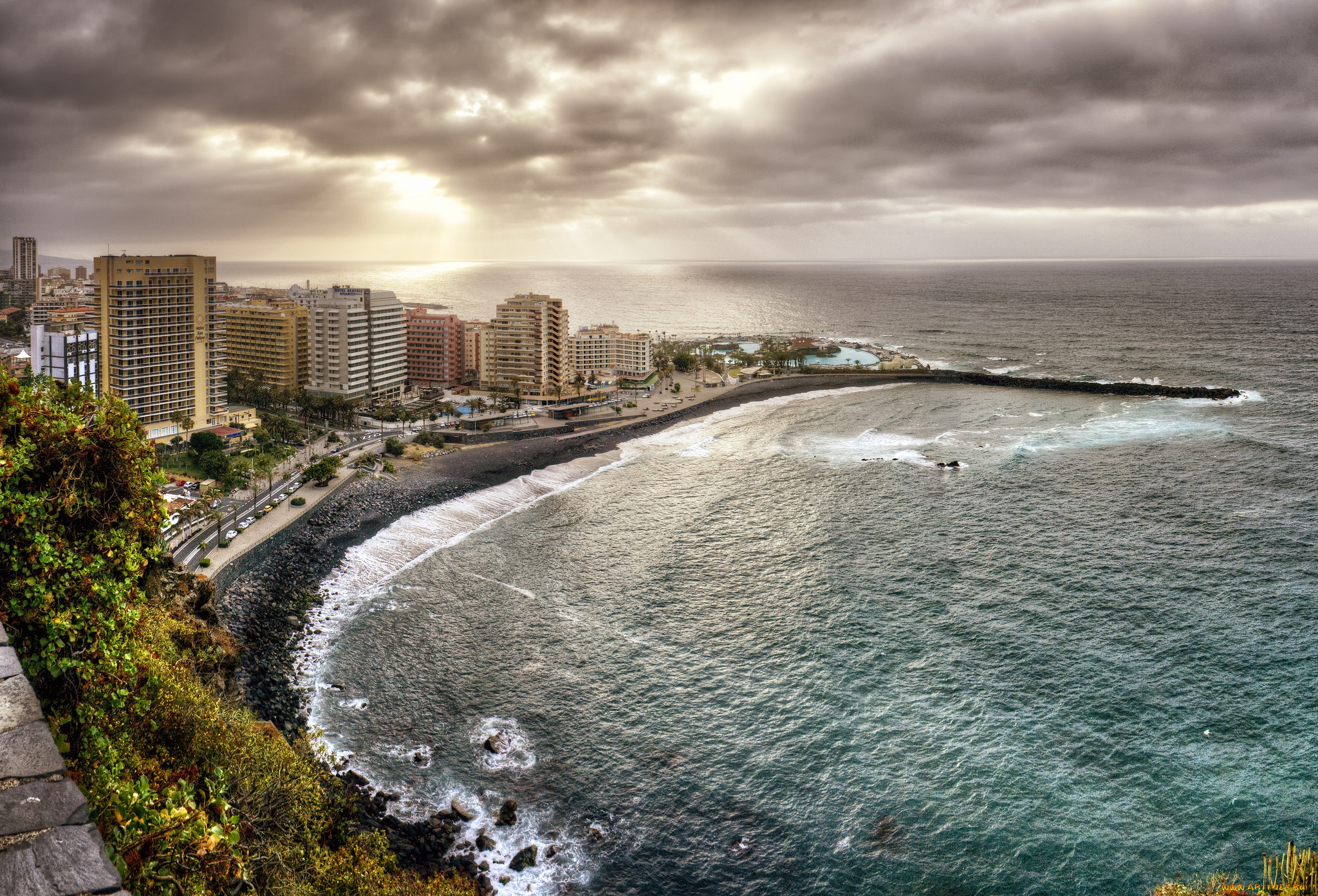 puerto, de, la, cruz, canary, islands, spain, города, пейзажи, пуэрто, де, ла, крус, испания, канарские, острова, тенерифе, атлантический, океан, побережье