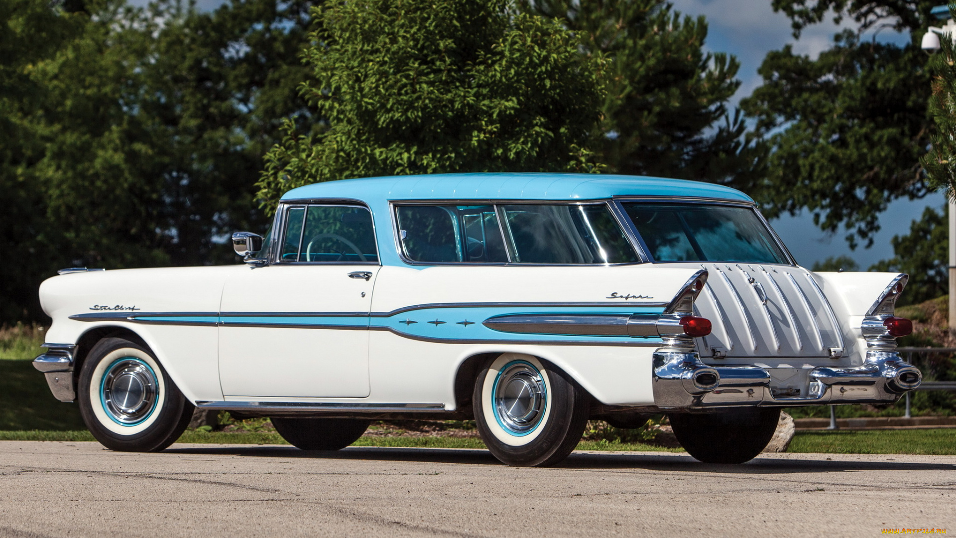 автомобили, pontiac, custom, star, chief, 1957г, 2764df, 2-door, safari
