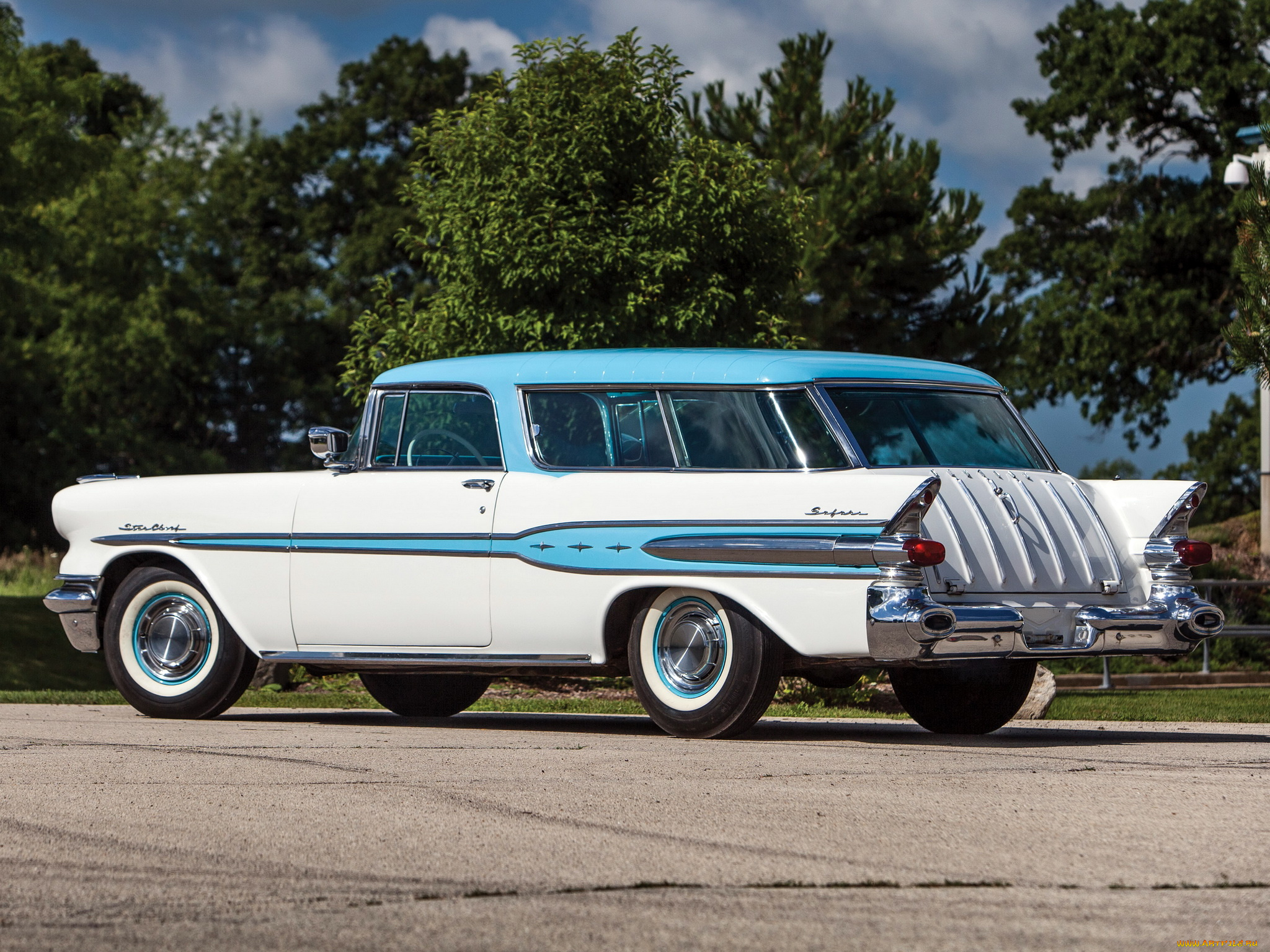 автомобили, pontiac, custom, star, chief, 1957г, 2764df, 2-door, safari