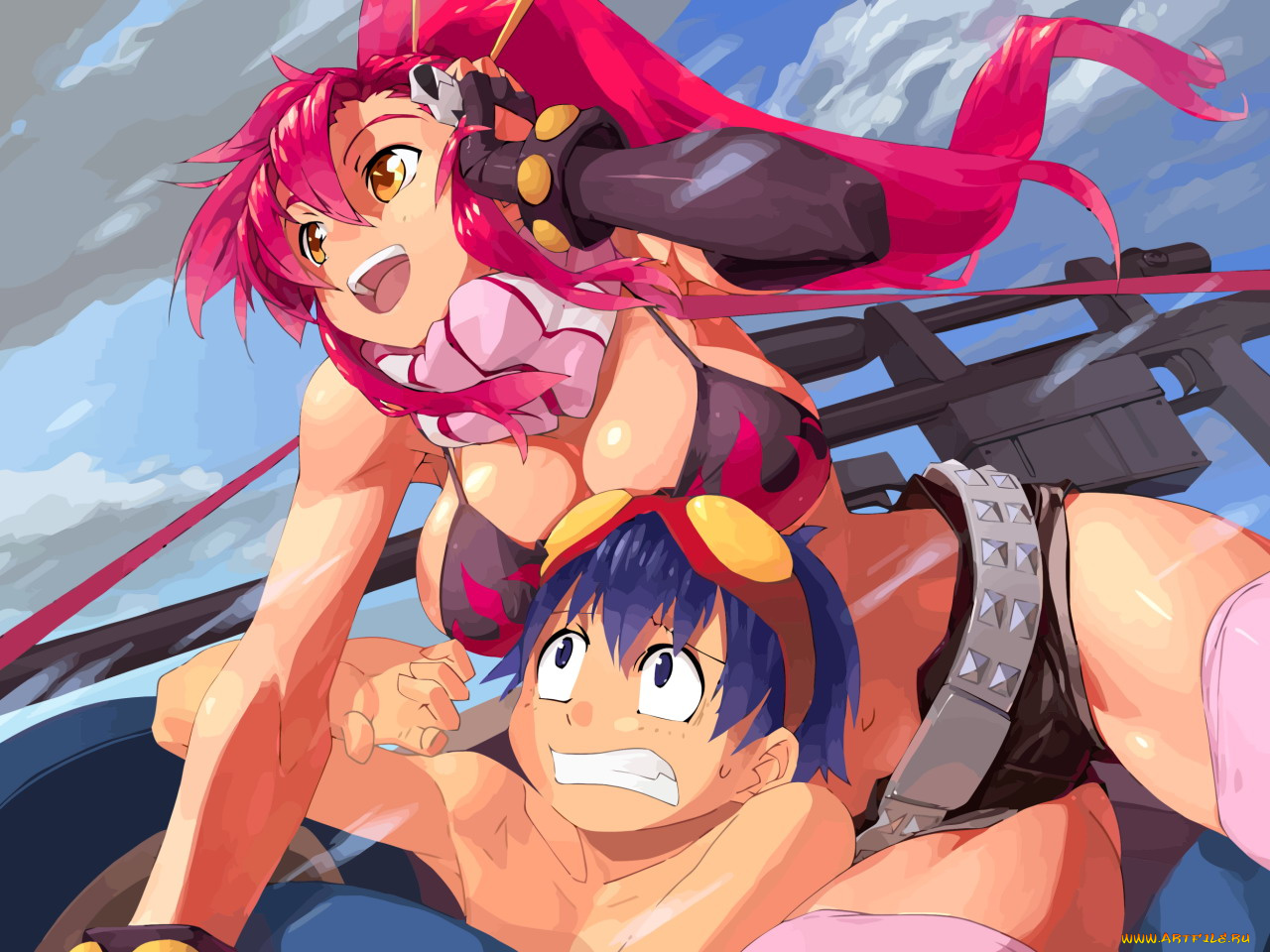 аниме, tengen, toppa, gurren, lagann, yoko, littner, simon