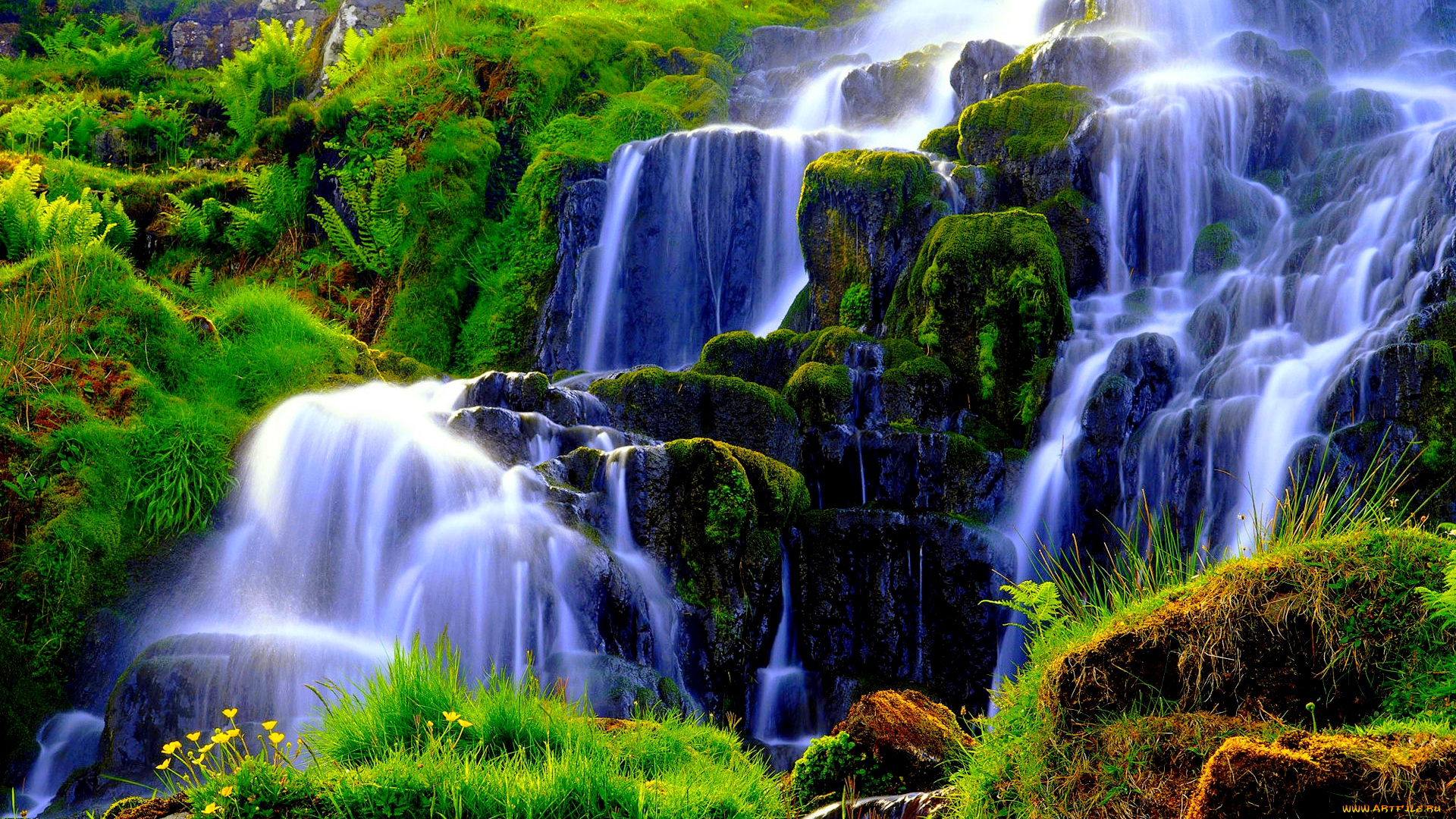 cascading, falls, природа, водопады, водопад, джунгли, тропики