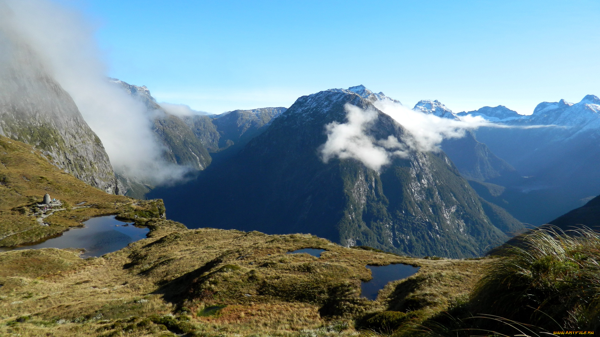 fiordland, national, park, new, zealand, природа, горы