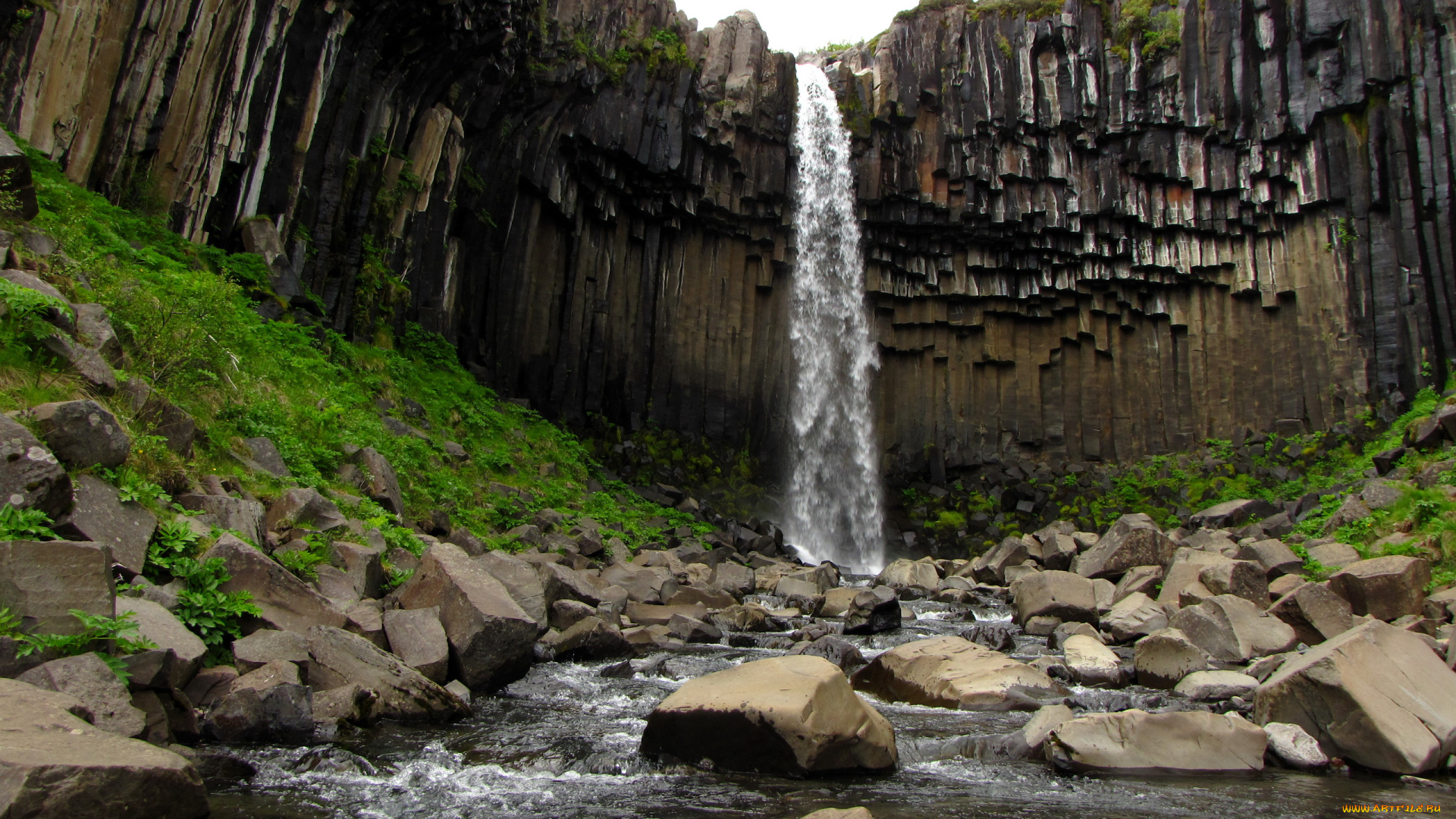 svartifoss, waterfall, skaftafell, national, park, исландия, природа, водопады, водопад