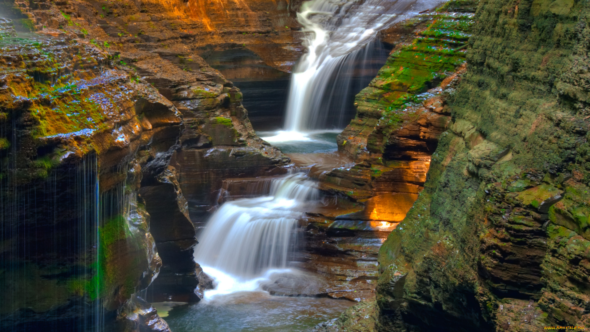 watkins, glen, state, park, природа, водопады, национальный, парк