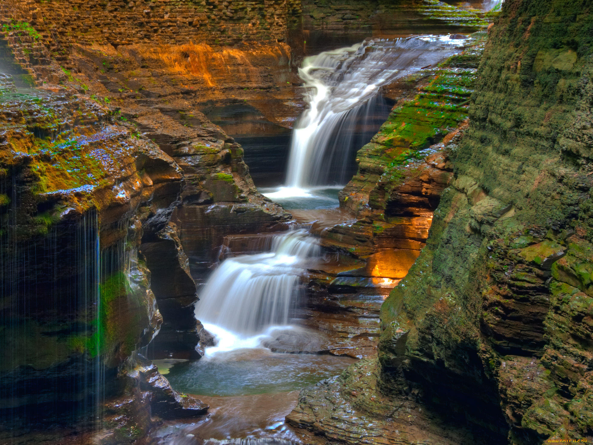 watkins, glen, state, park, природа, водопады, национальный, парк