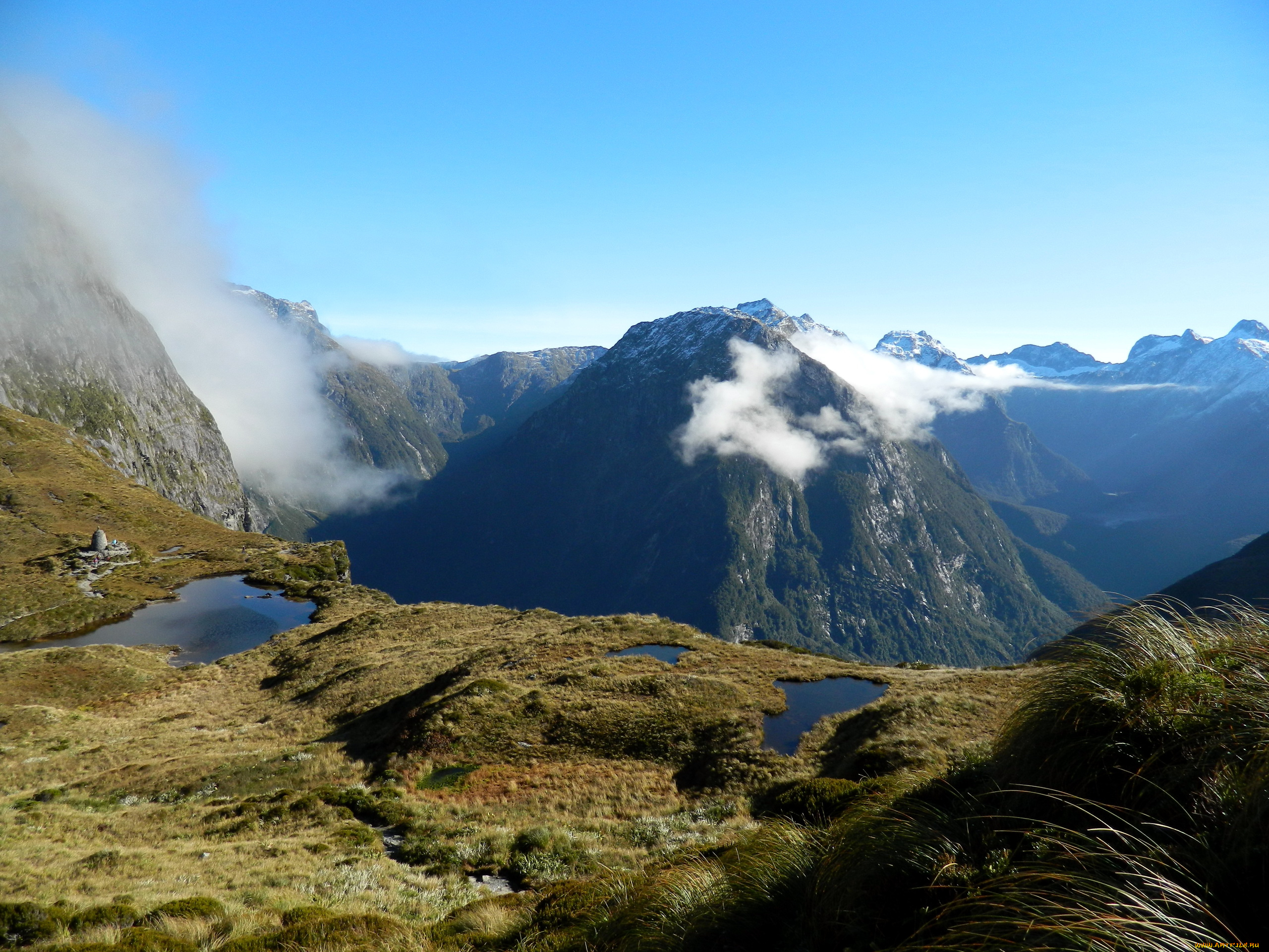 fiordland, national, park, new, zealand, природа, горы