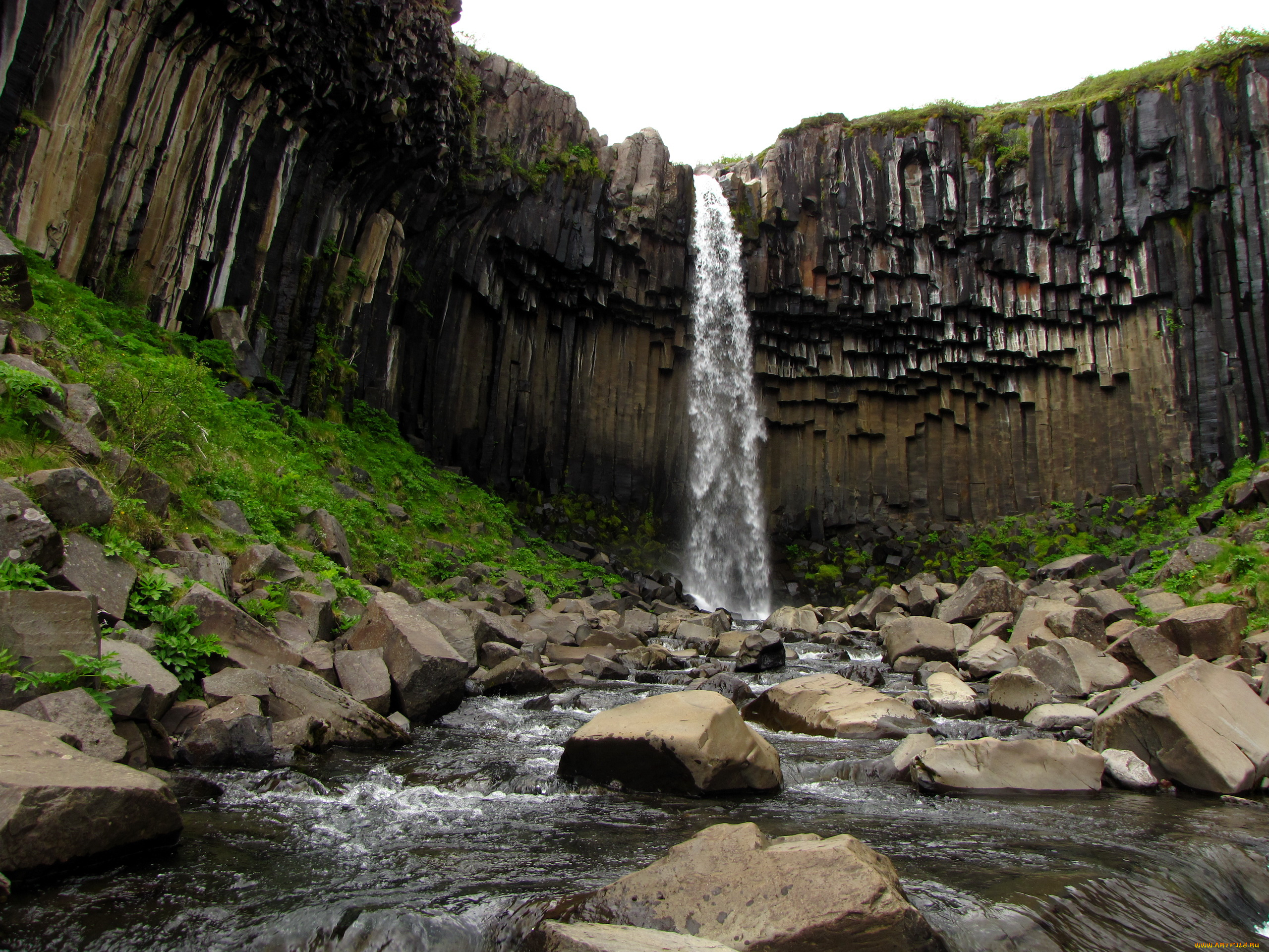 svartifoss, waterfall, skaftafell, national, park, исландия, природа, водопады, водопад