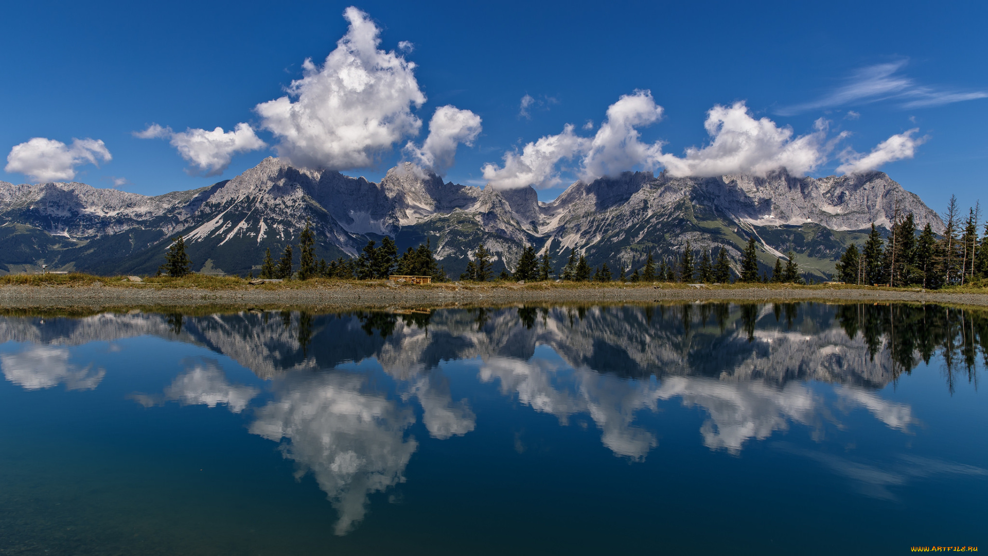 природа, реки, озера, kaiser, mountains, austria, wilder, tirol, alps, горы, озеро, австрия, тироль, альпы, облака, отражение, кайзер, хребет, вильдер