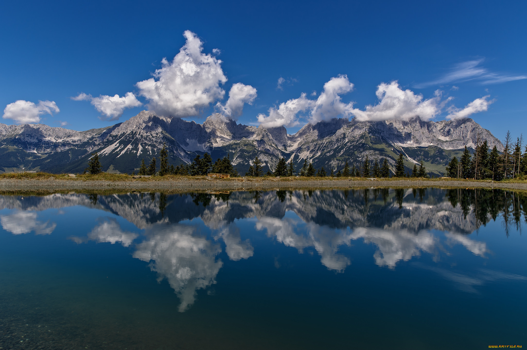 природа, реки, озера, kaiser, mountains, austria, wilder, tirol, alps, горы, озеро, австрия, тироль, альпы, облака, отражение, кайзер, хребет, вильдер