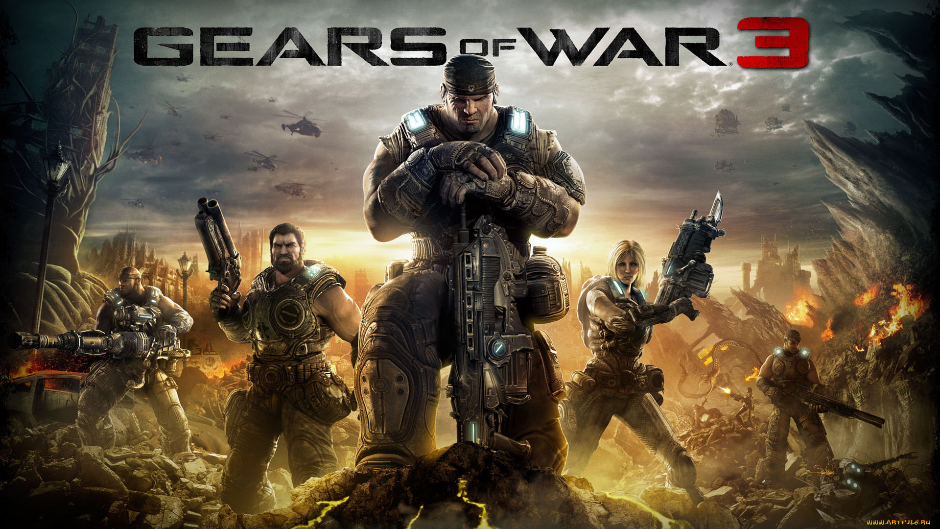 видео, игры, gears, of, war, люди, оружия