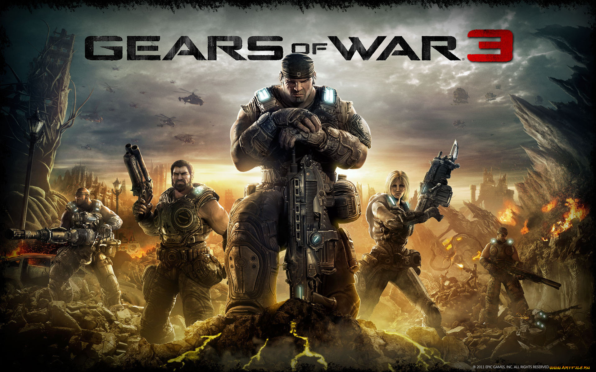 видео, игры, gears, of, war, люди, оружия