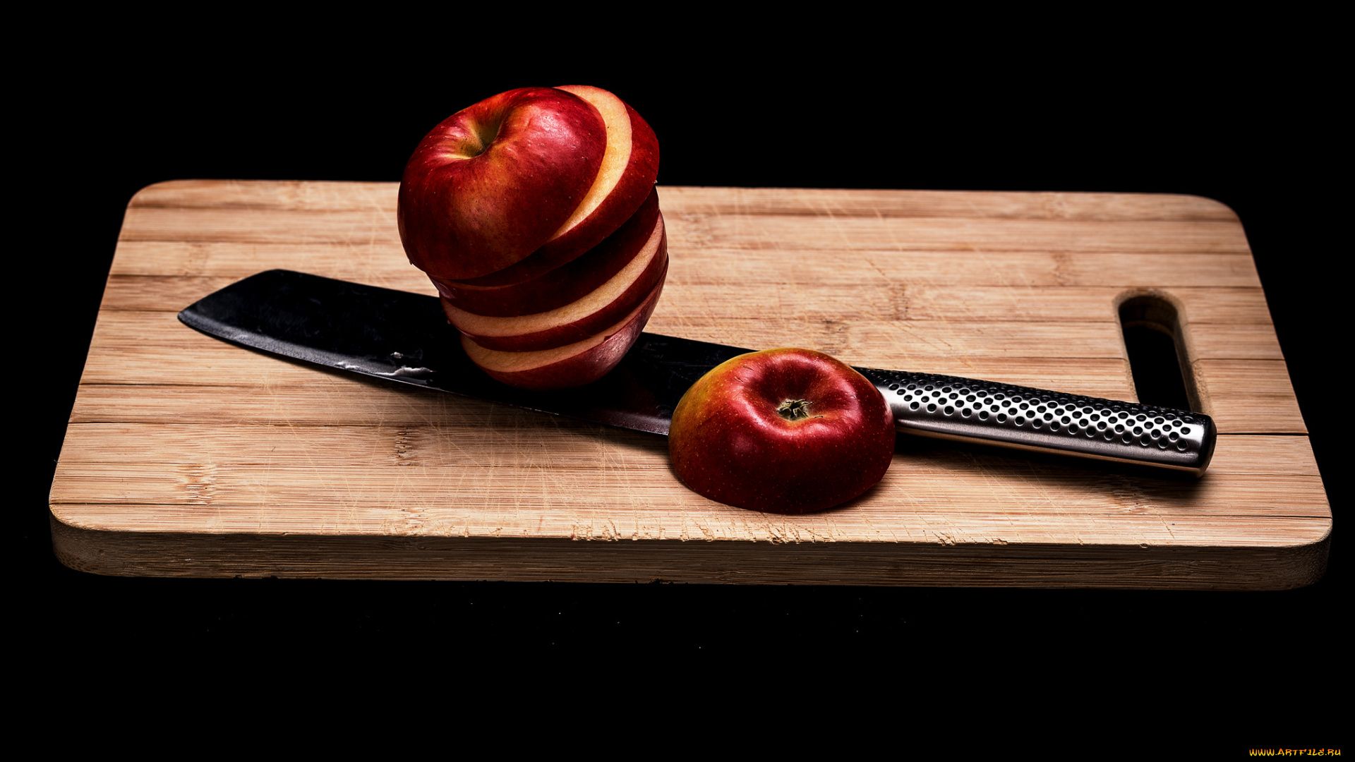 еда, Яблоки, нож, яблоко