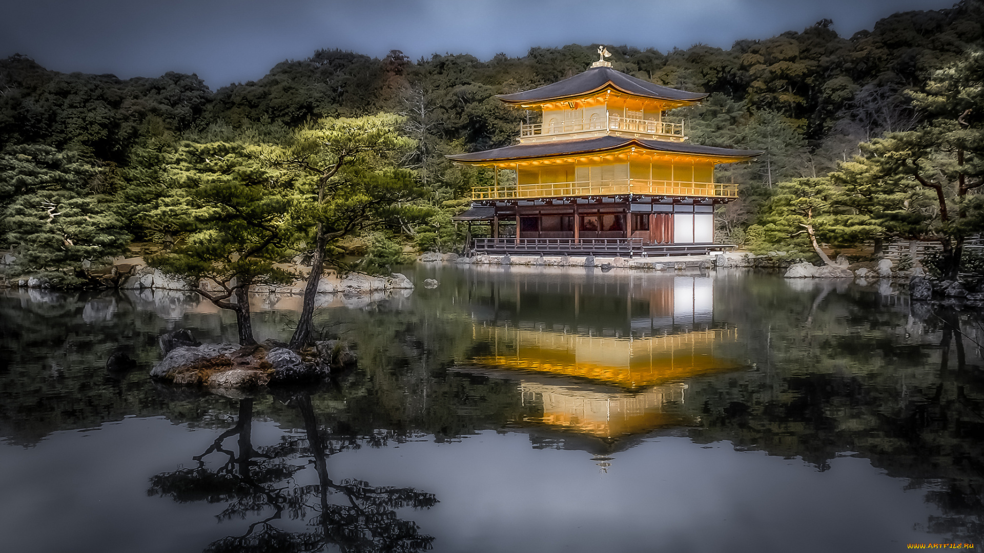 kinkaku-ji, , kyoto, , japan, города, -, буддийские, и, другие, храмы, парк, пруд, храм