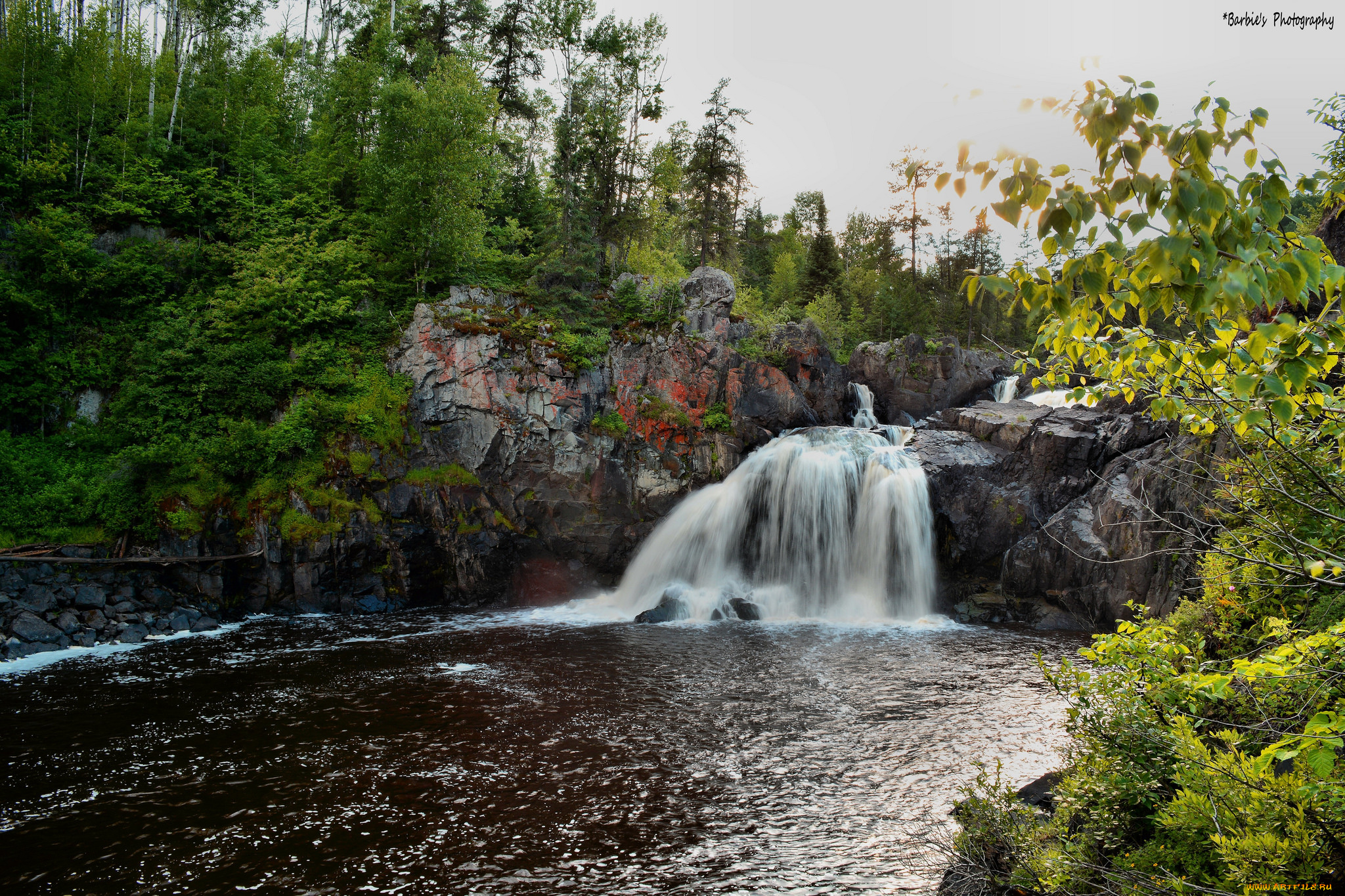 природа, водопады, лес, река, водопад