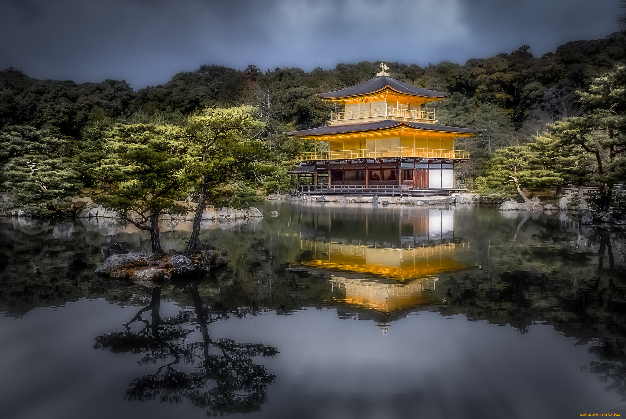 kinkaku-ji, , kyoto, , japan, города, -, буддийские, и, другие, храмы, парк, пруд, храм